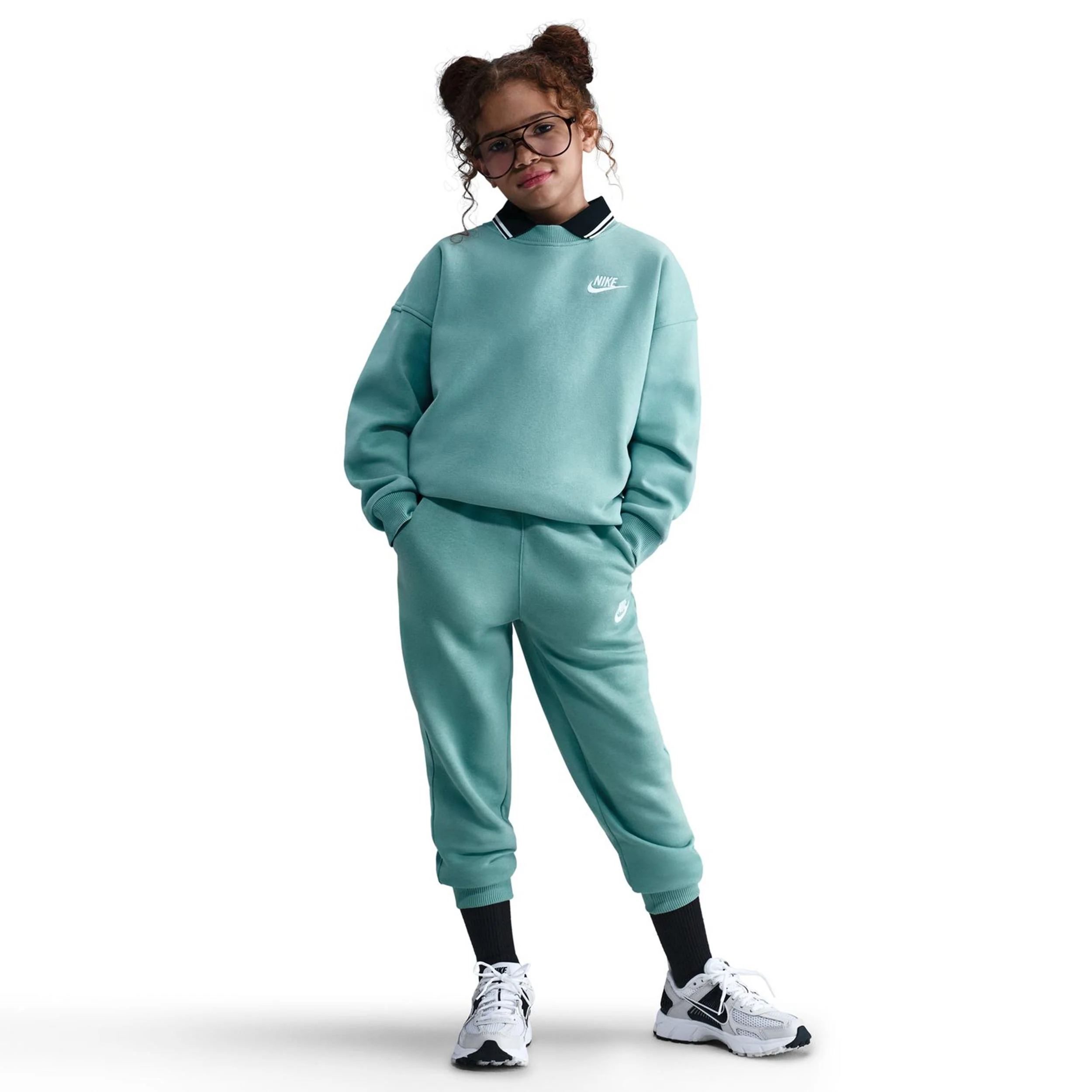 Club Fleece Oversized Crew Sudadera Chicas-Salvia - Image 2