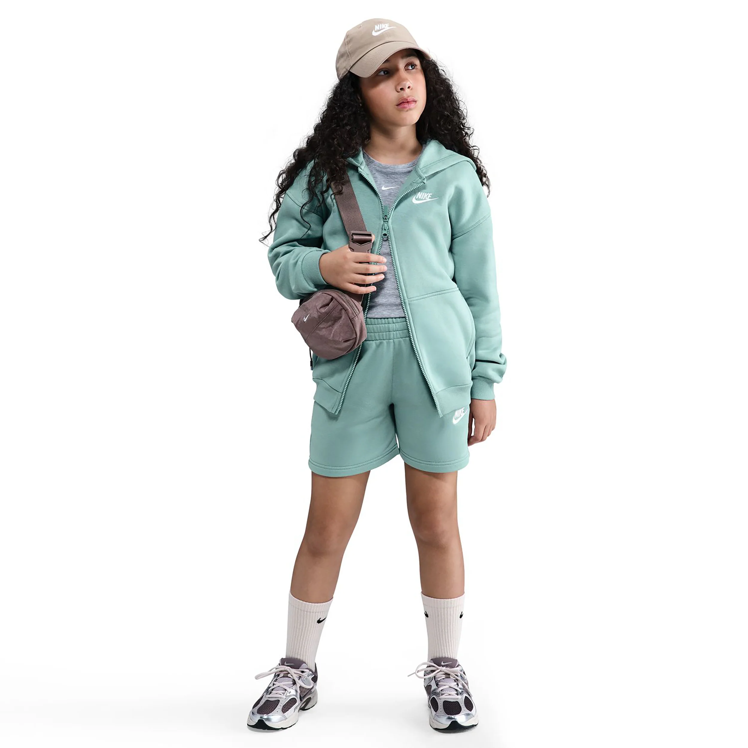 Club Fleece Oversized Full-Zip Sudadera Con Cremallera Chicas-Salvia