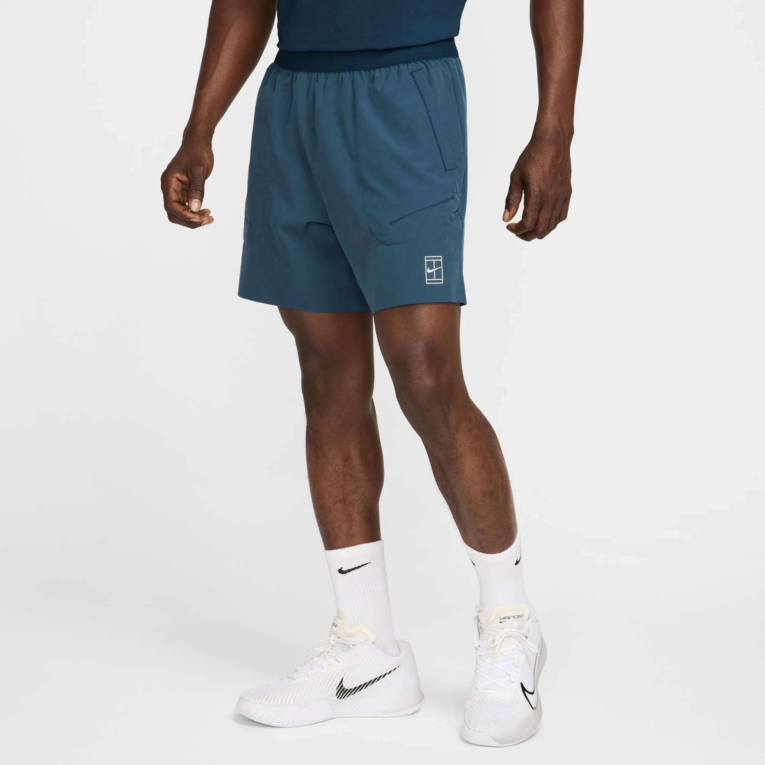 Court Dri-Fit Advantage 6in Shorts Hombres-Azul Oscuro,Blanco - Image 5