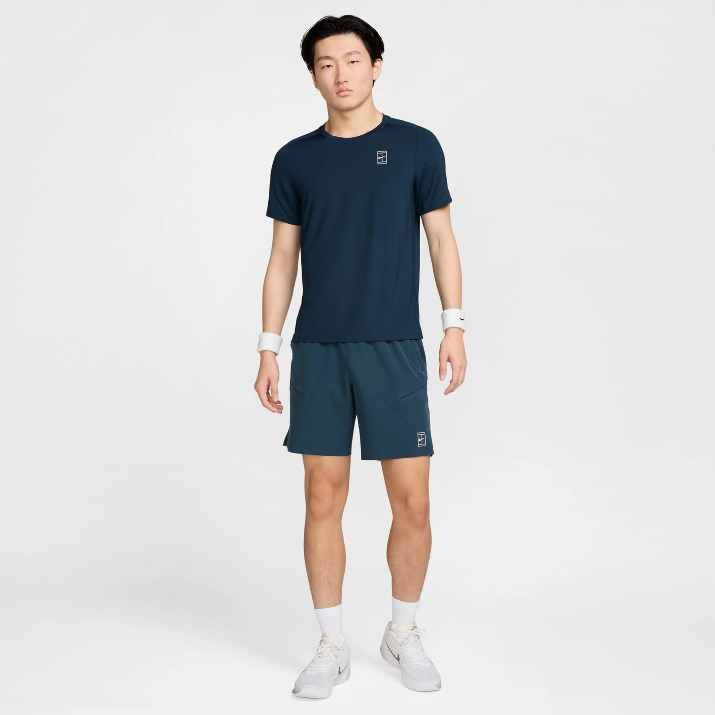 Court Dri-Fit Advantage 8in Shorts Hombres-Azul Oscuro,Blanco - Image 10