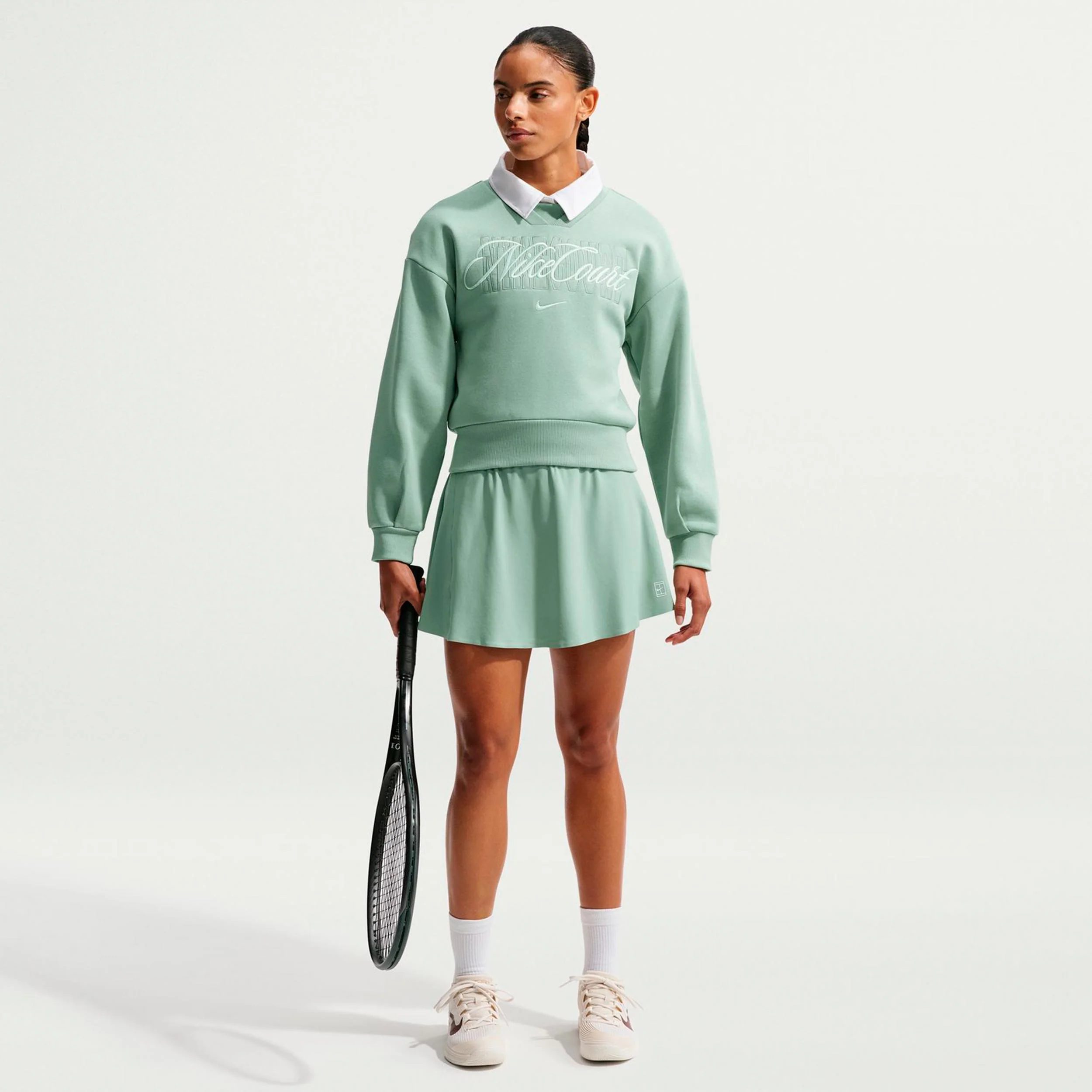 Court Fleece Crew Sudadera Mujeres - blanco rot, verde - Image 2