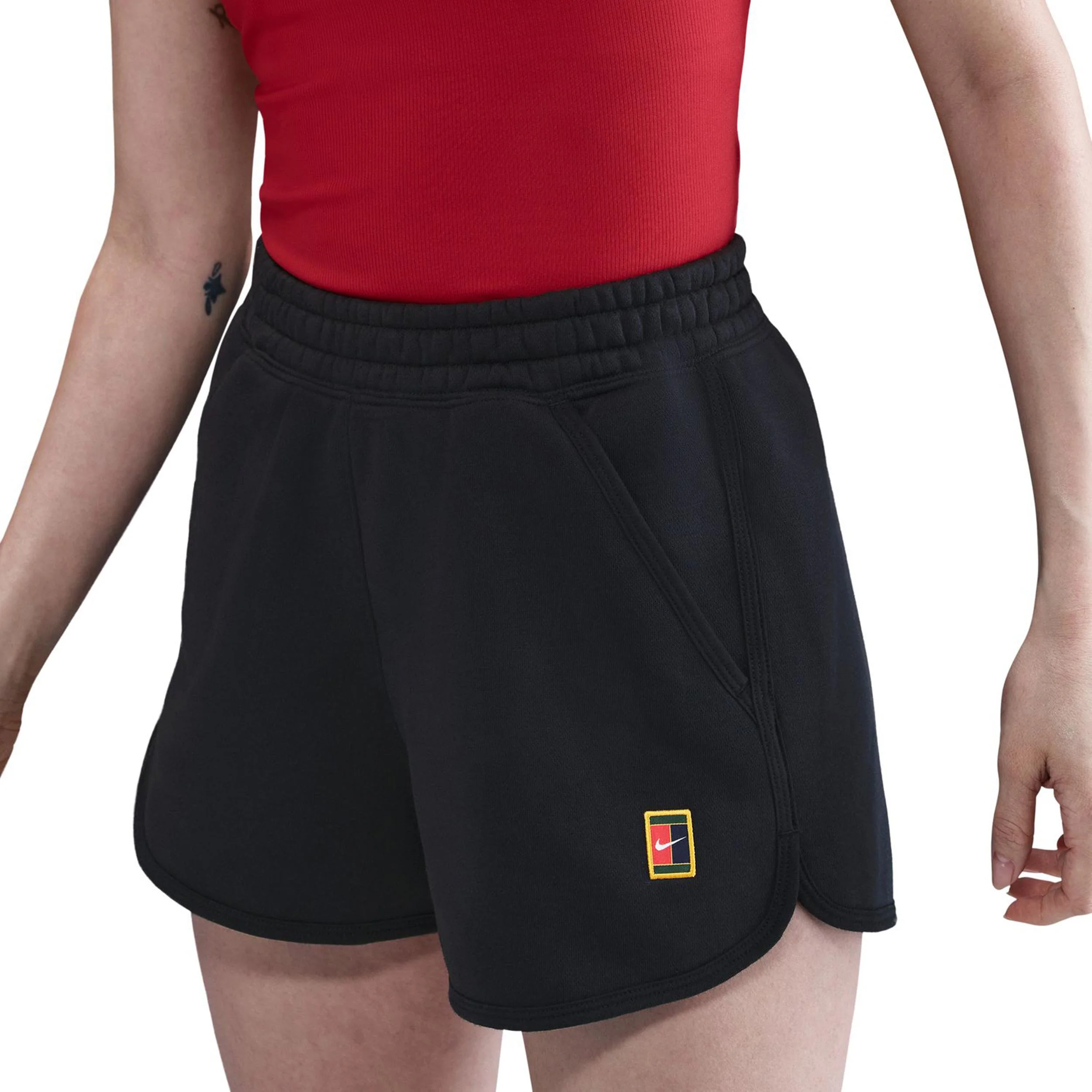 Court Heritage Fleece Mid Rise Shorts Mujeres-Negro