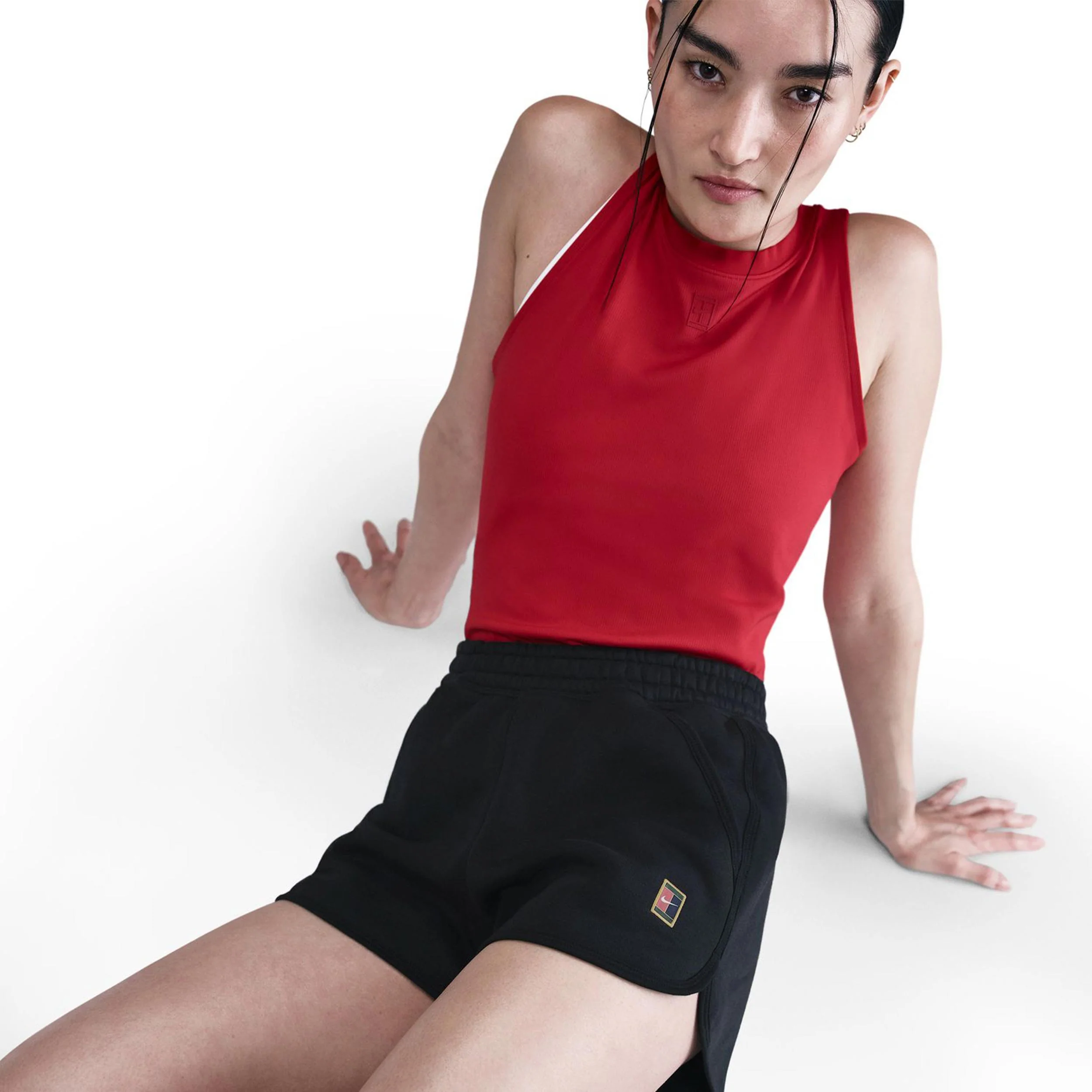 Court Heritage Fleece Mid Rise Shorts Mujeres-Negro - Image 5