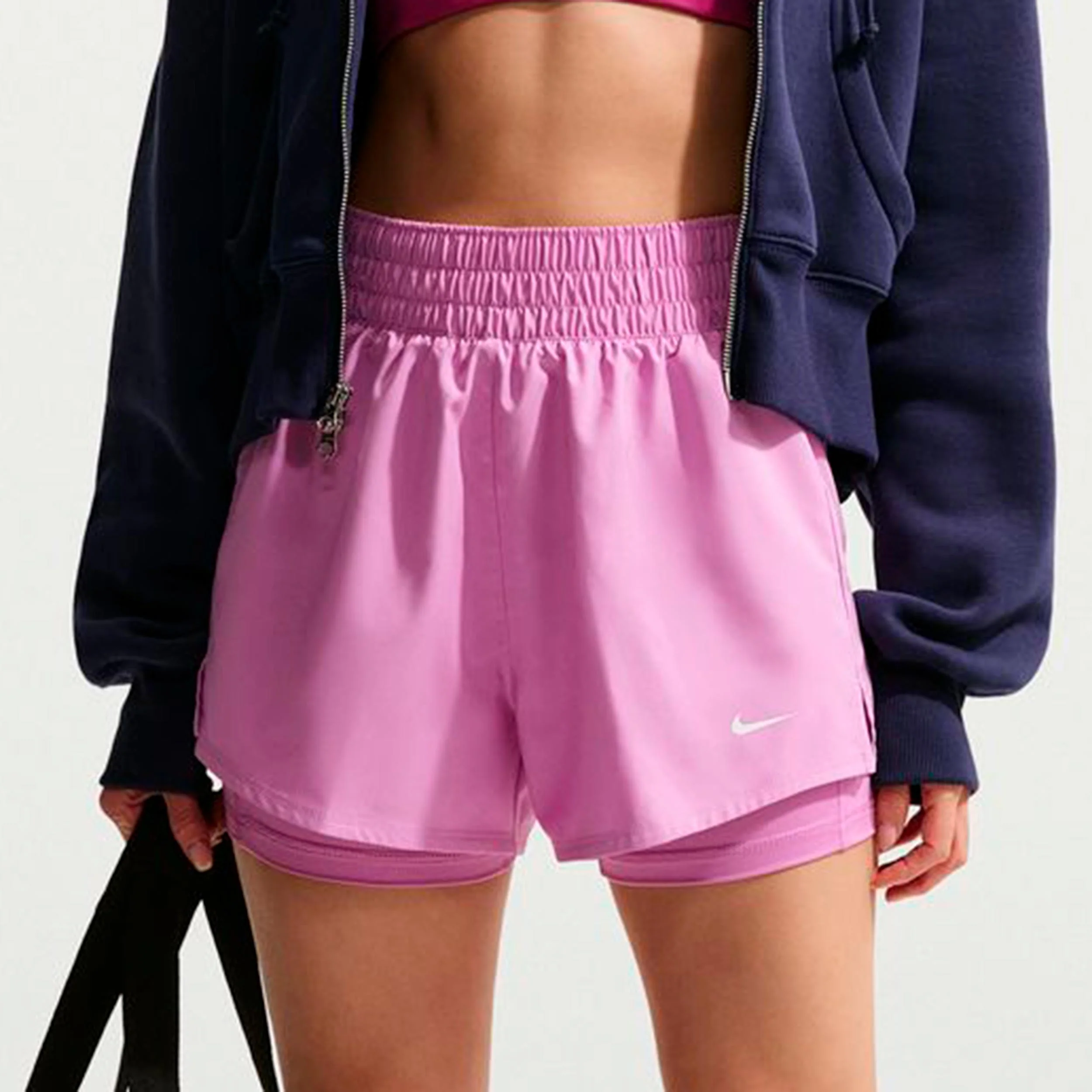 Dri-Fit One Mid Rise 2in1 3in Shorts Mujeres-morado, blanco