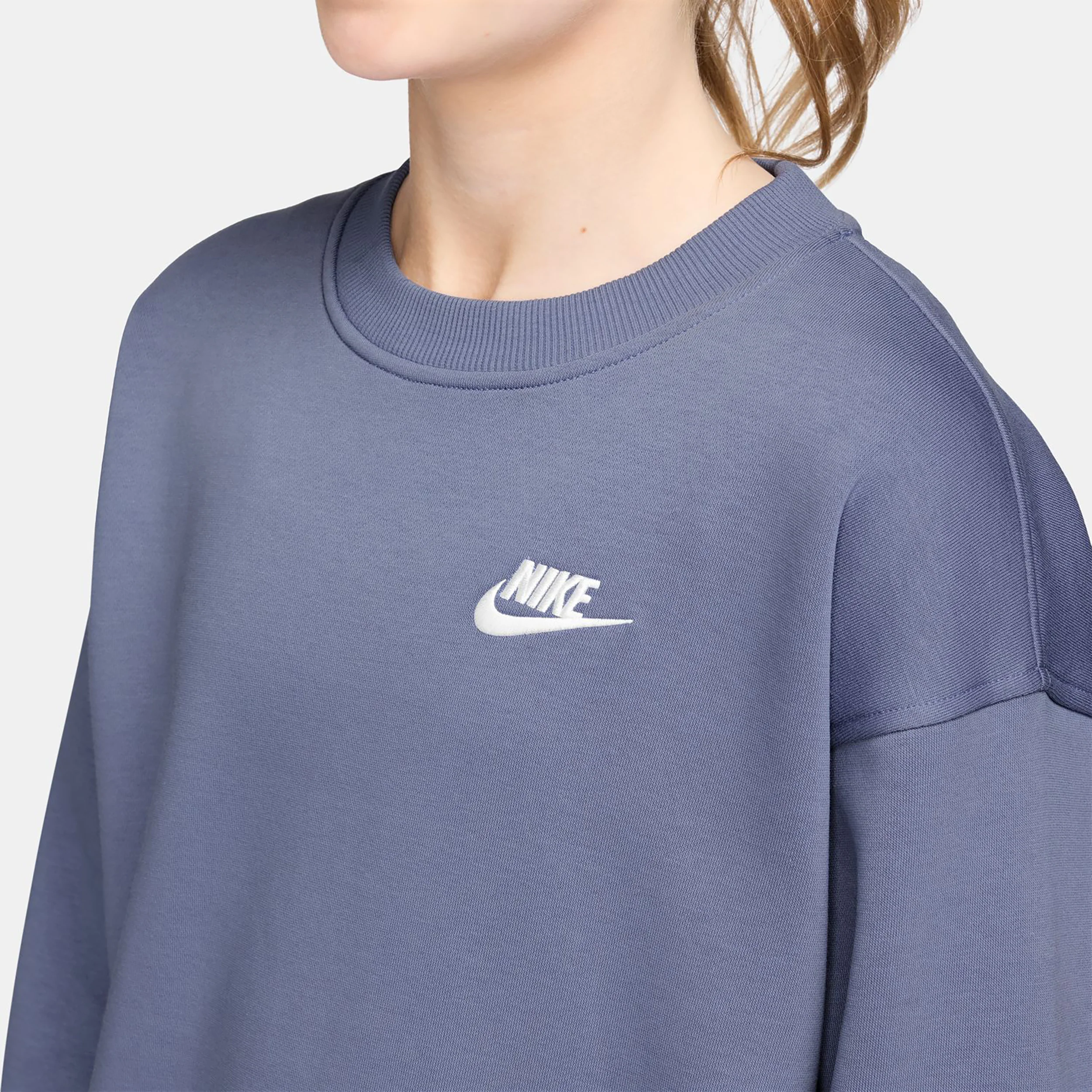 Sportswear Club Fleece Oversized Crew Sudadera Chicas - azul-gris, blanco - Image 3