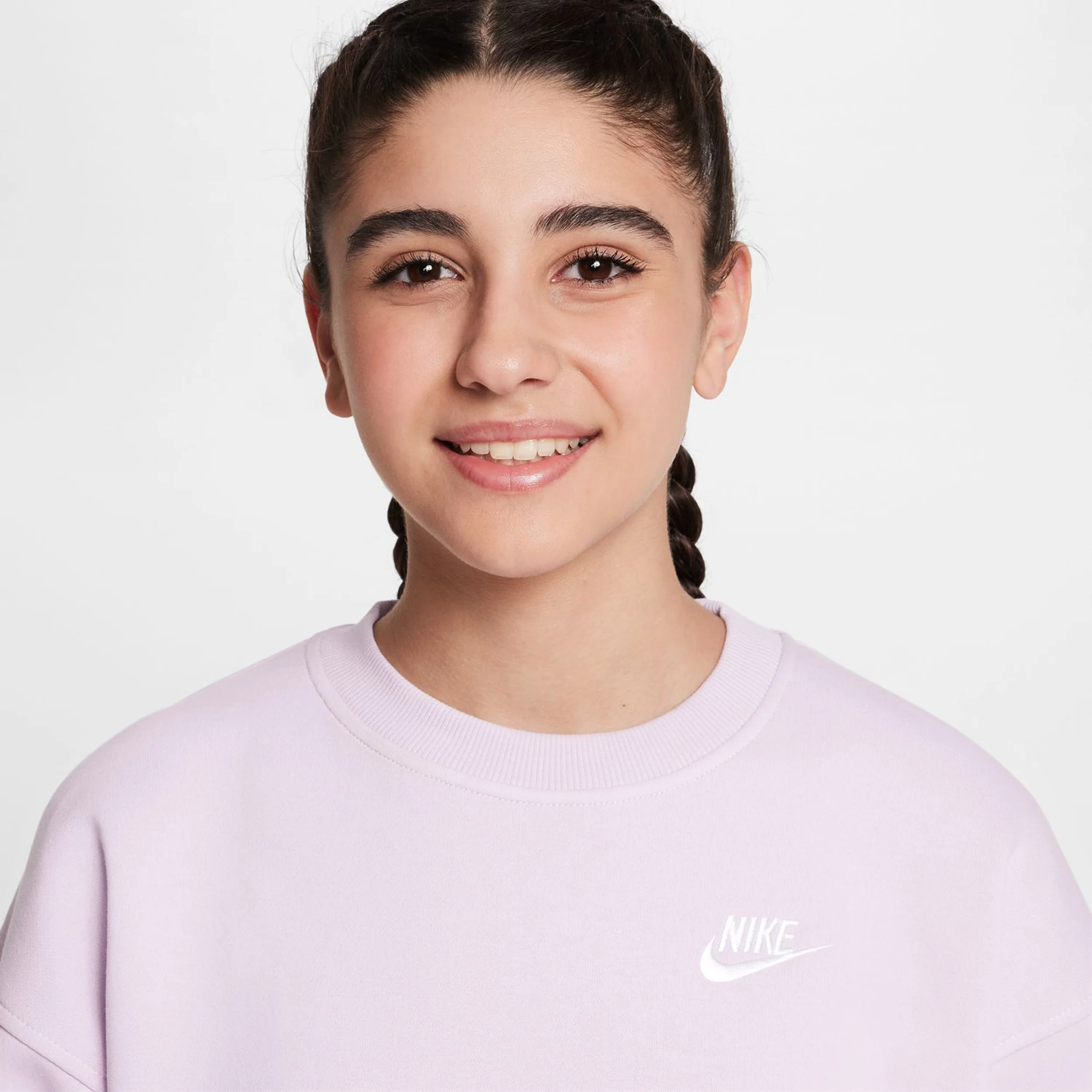 Sportswear Club Fleece Oversized Crew Sudadera Chicas-Morado - Image 3