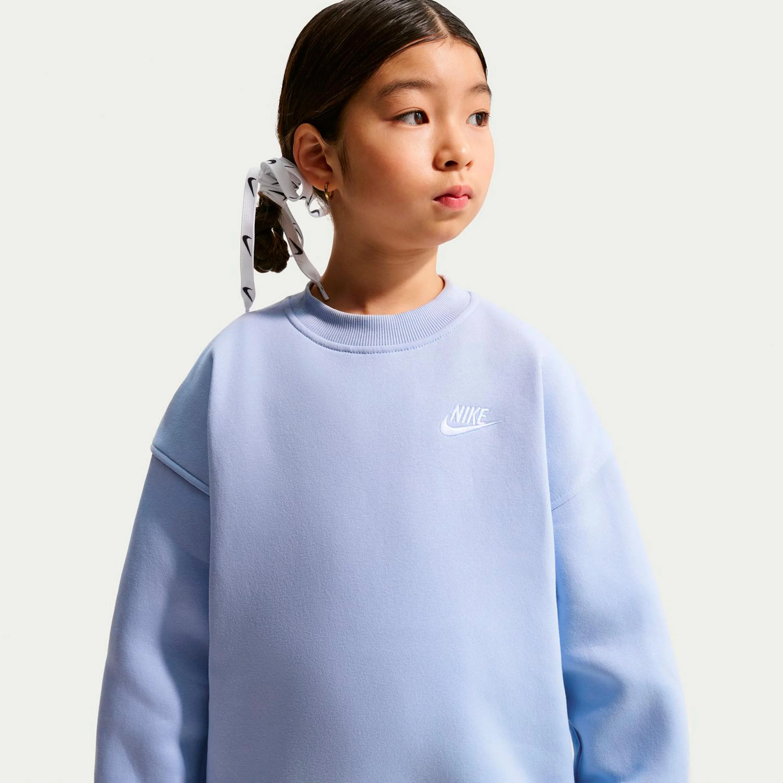 Sportswear Club Fleece Oversized Crew Sudadera Niños-azul-gris