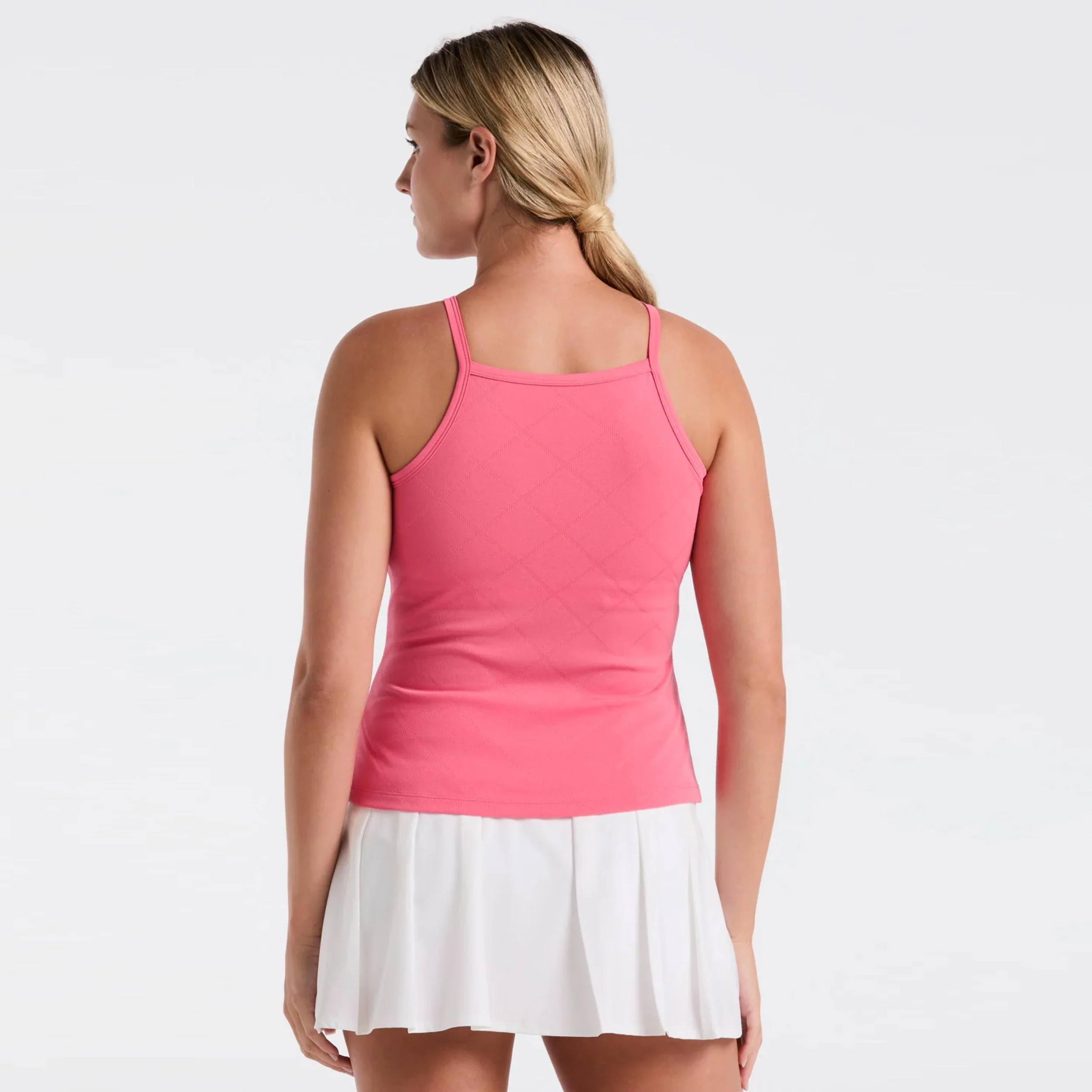 Grid Jacquard Camiseta De Tirantes Mujeres-Rosa - Image 2
