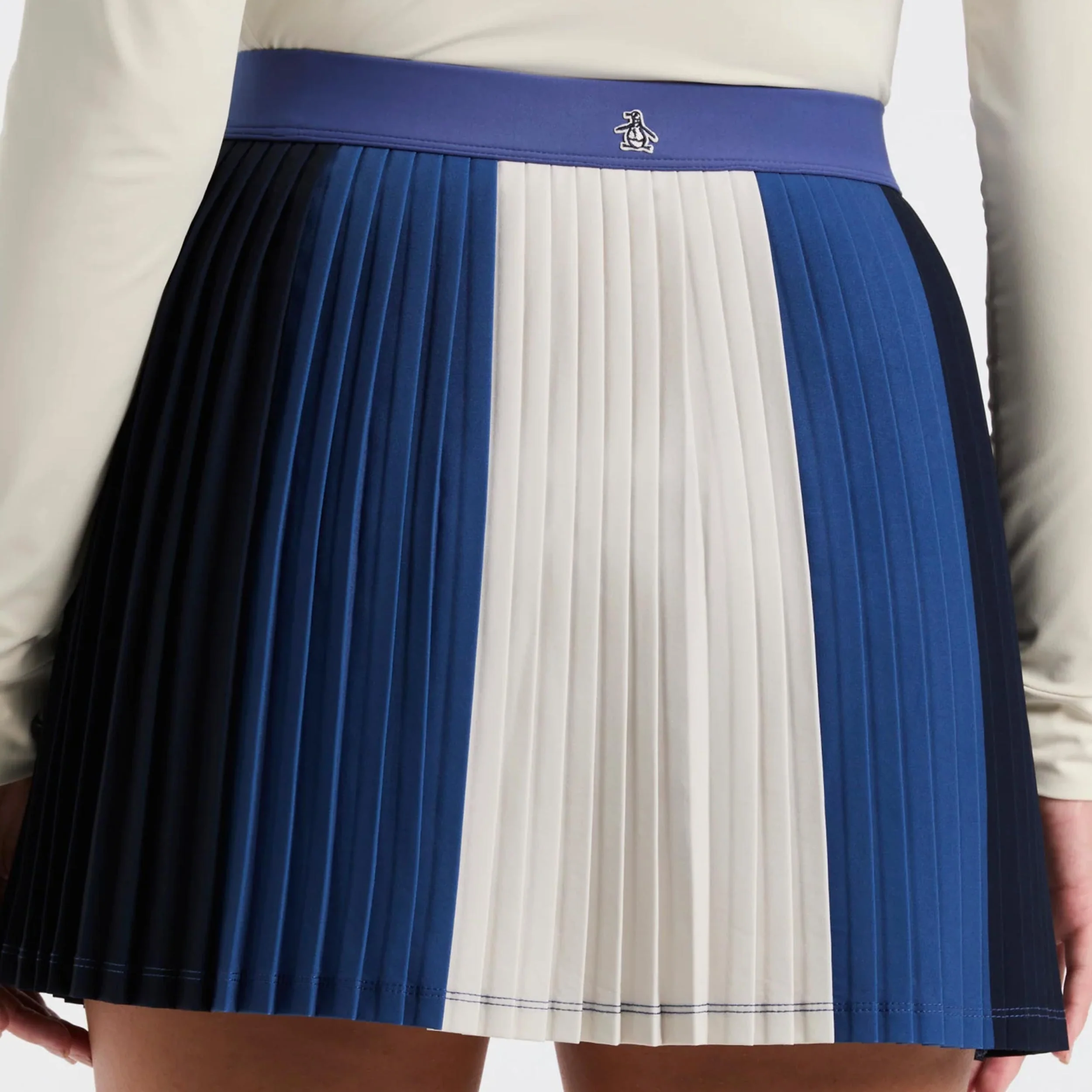 Micro Pleated Falda Mujeres-Azul,Crema - Image 2