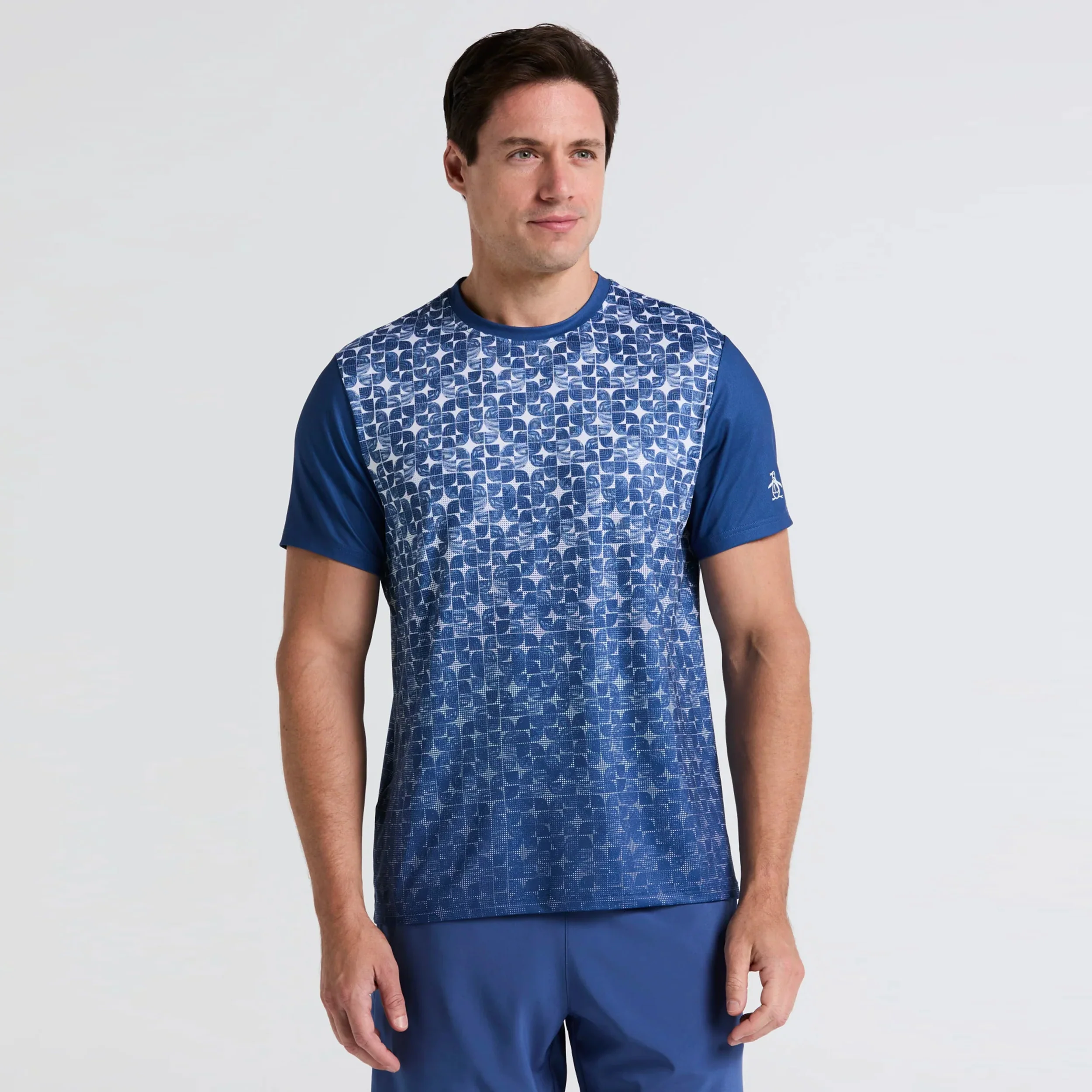 Performance Crew Block Camiseta De Manga Corta Hombres-Azul Oscuro