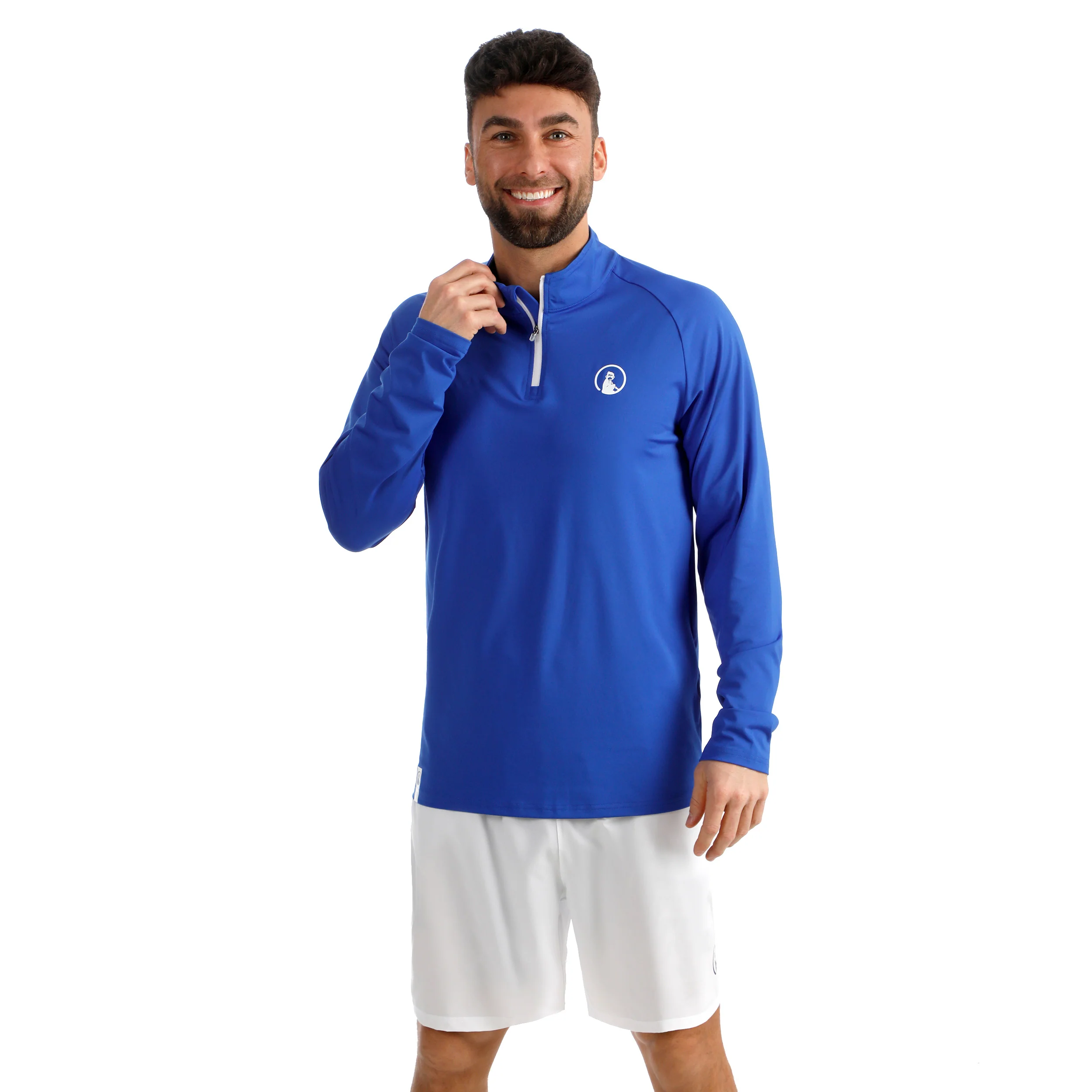 Big Serve 1/4 Zip Camiseta de manga larga Hombres - azul, blanco - Image 5