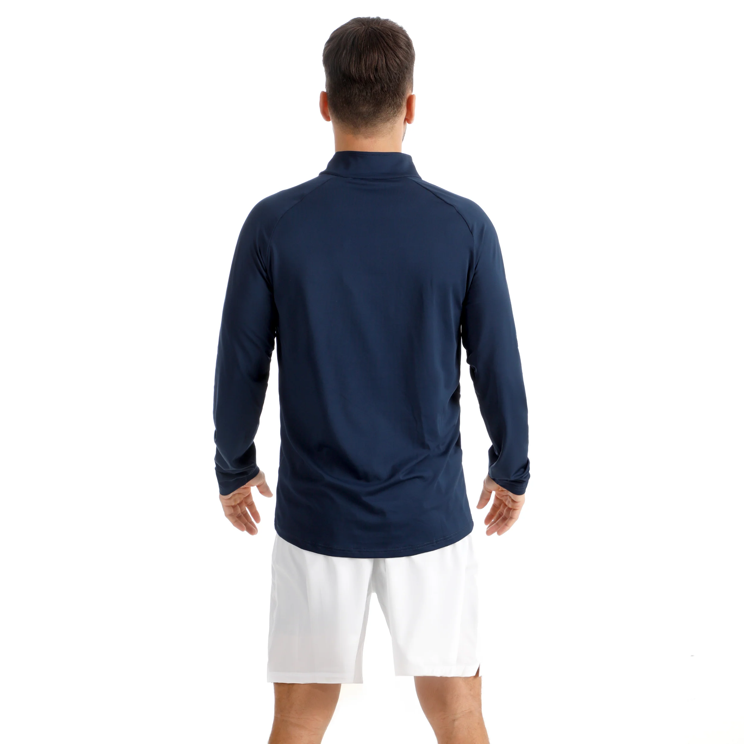 Big Serve 1/4 Zip Camiseta de manga larga Hombres-azul oscuro - Image 5