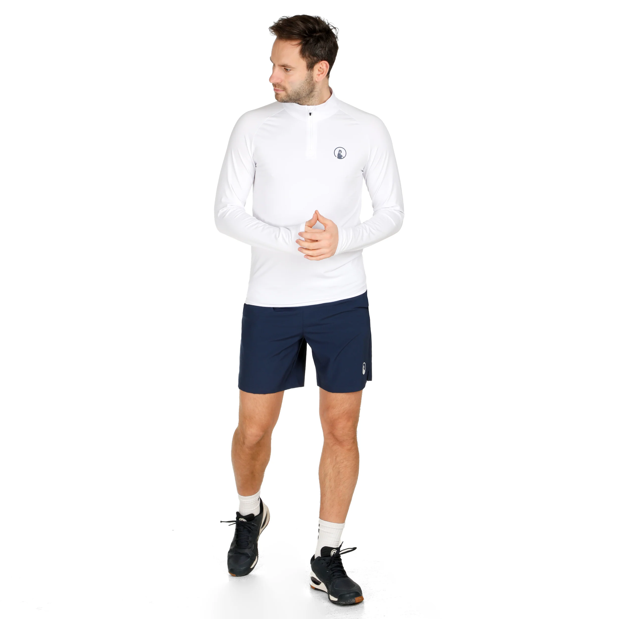 Big Serve 1/4 Zip Camiseta De Manga Larga Hombres-Blanco - Image 3