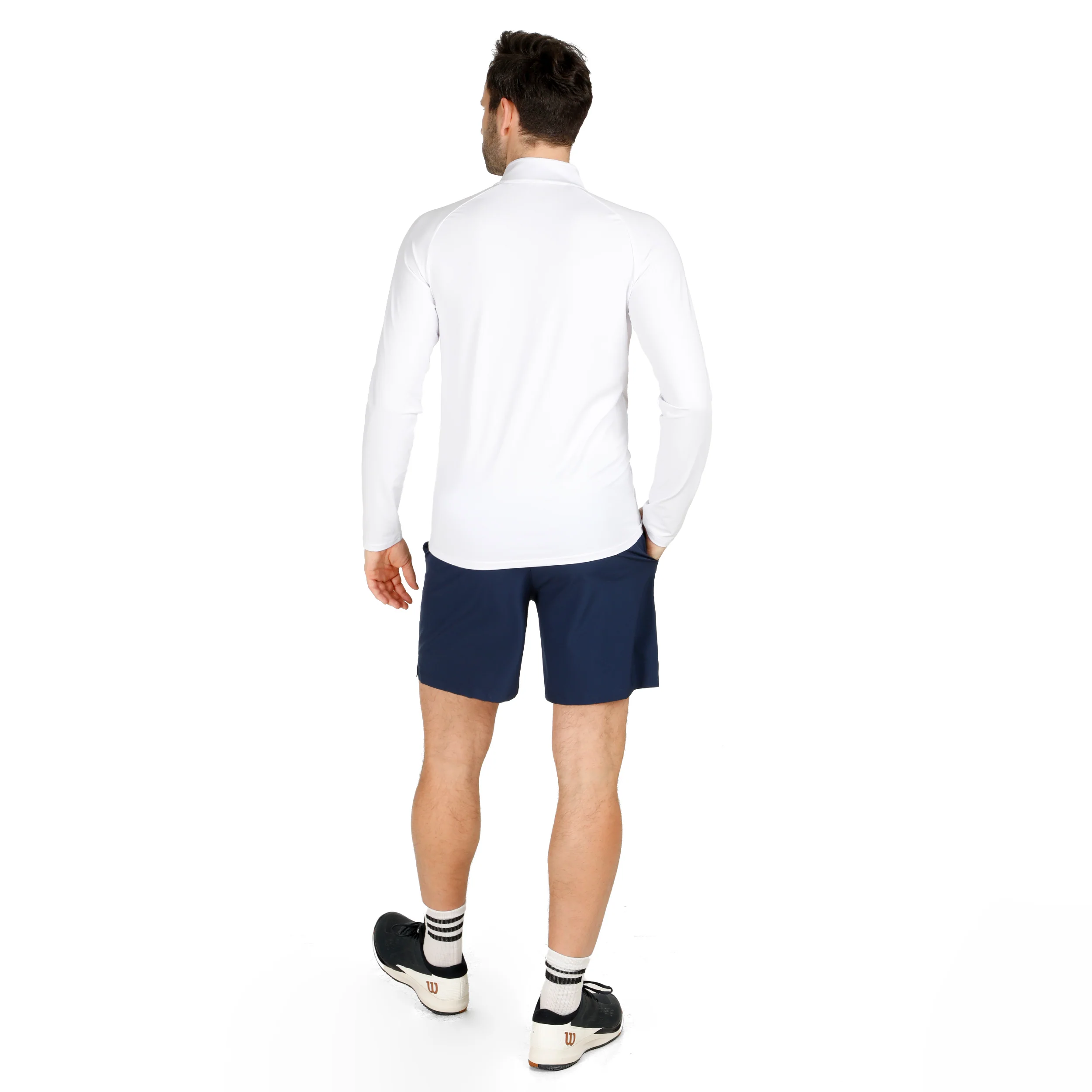 Big Serve 1/4 Zip Camiseta De Manga Larga Hombres-Blanco - Image 4