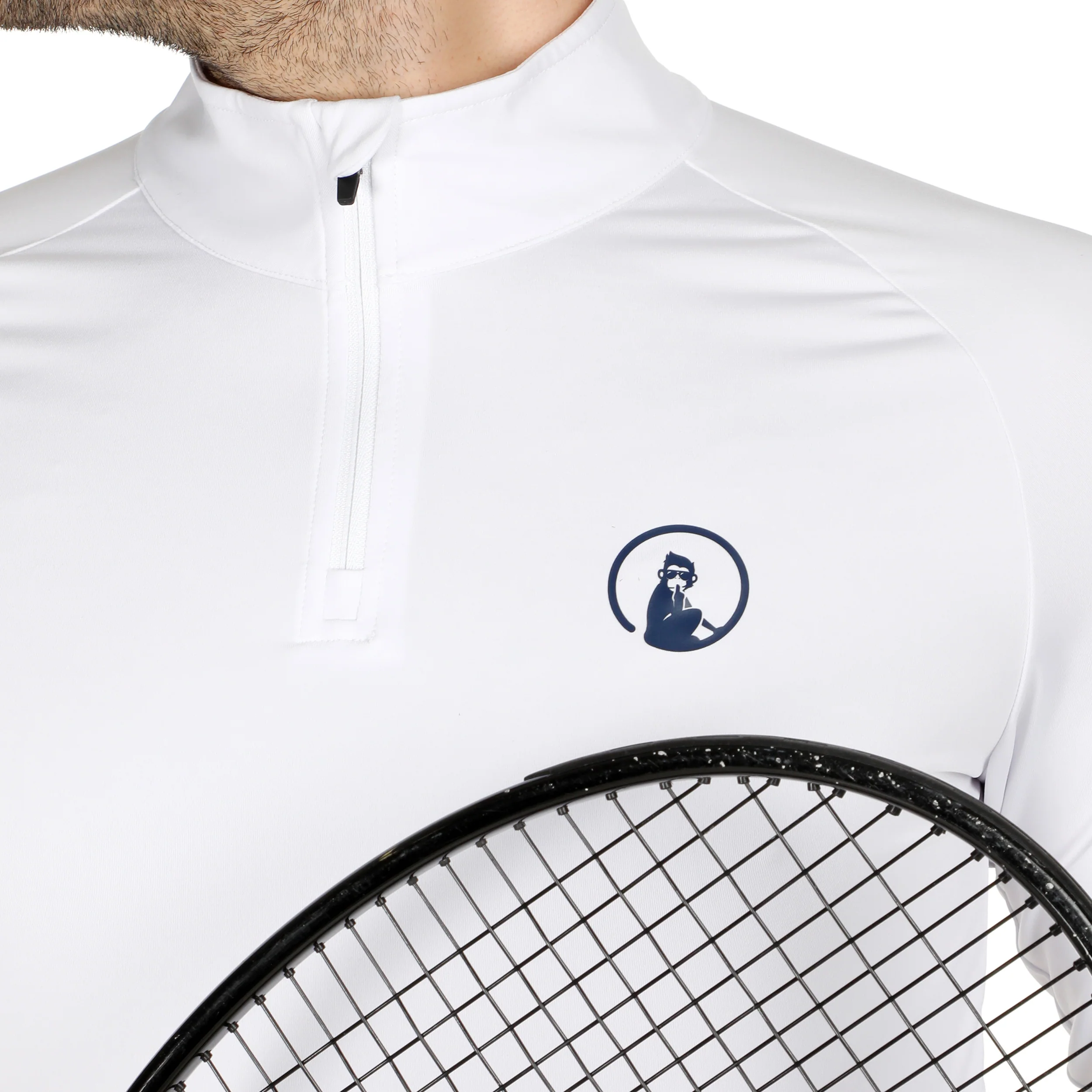 Big Serve 1/4 Zip Camiseta De Manga Larga Hombres-Blanco - Image 5