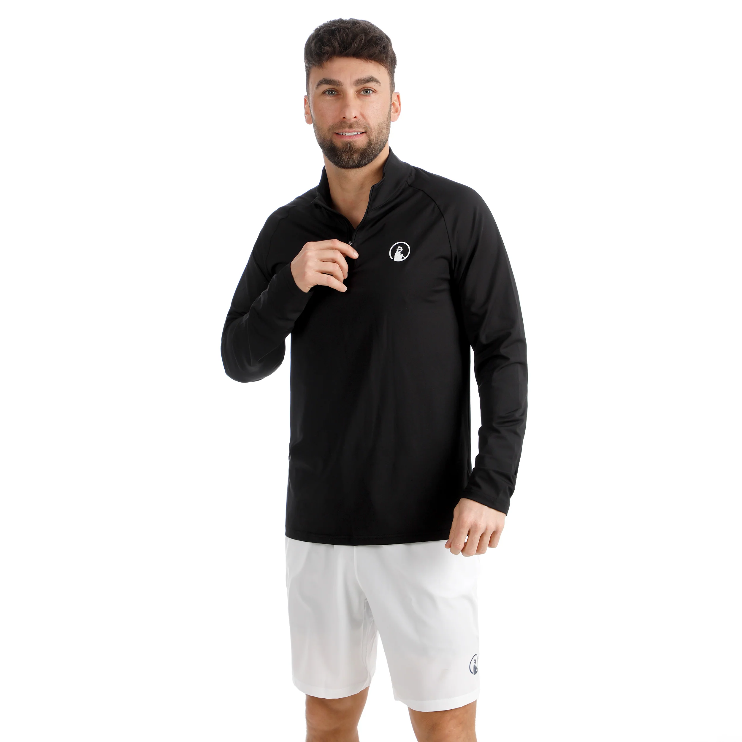 Big Serve 1/4 Zip Camiseta De Manga Larga Hombres-Negro - Image 5
