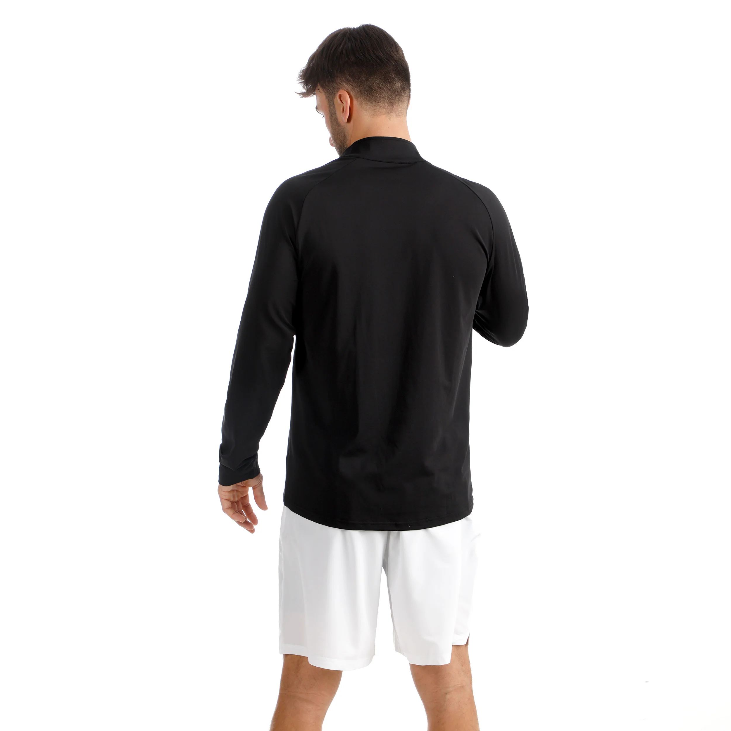 Big Serve 1/4 Zip Camiseta De Manga Larga Hombres-Negro - Image 6