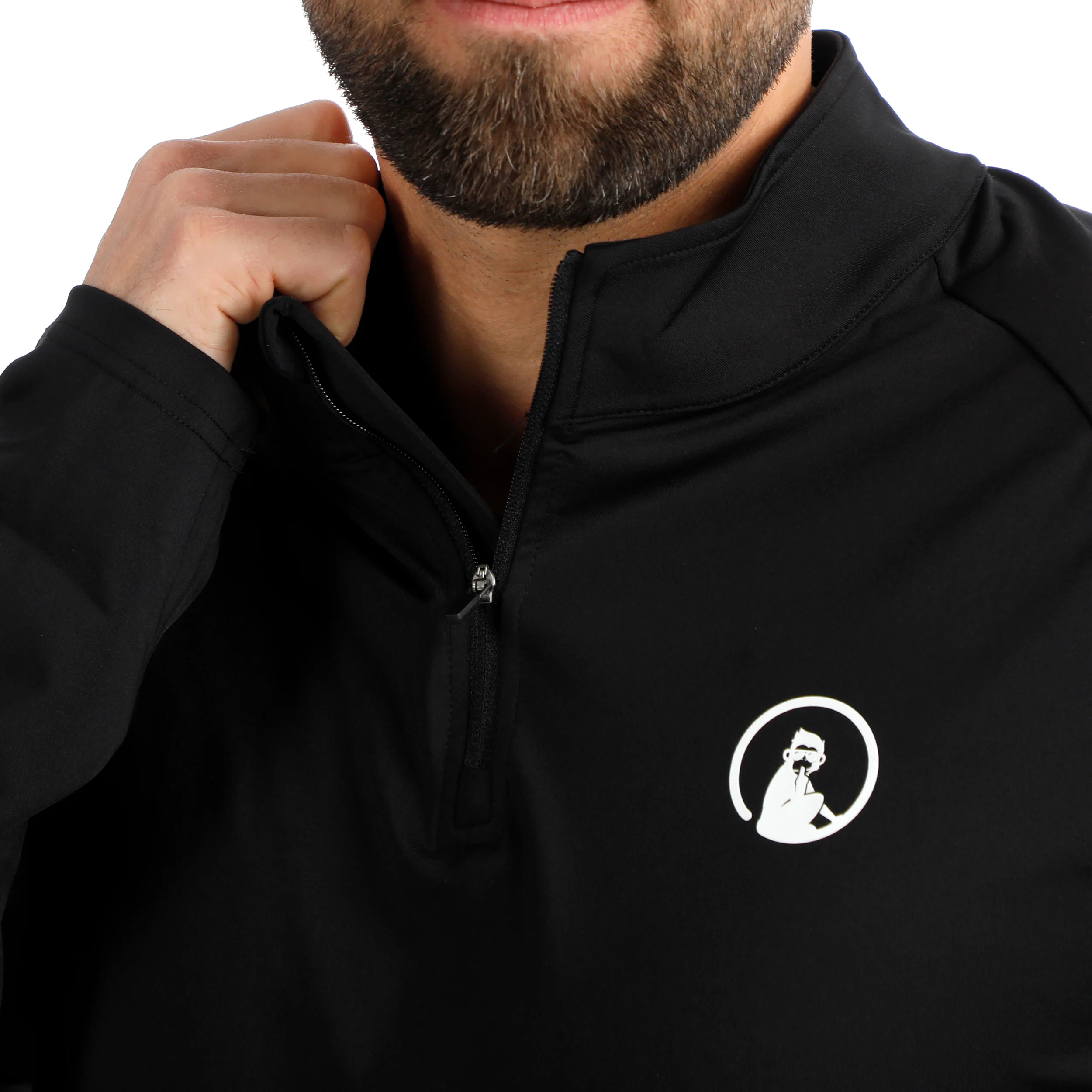Big Serve 1/4 Zip Camiseta De Manga Larga Hombres-Negro - Image 7