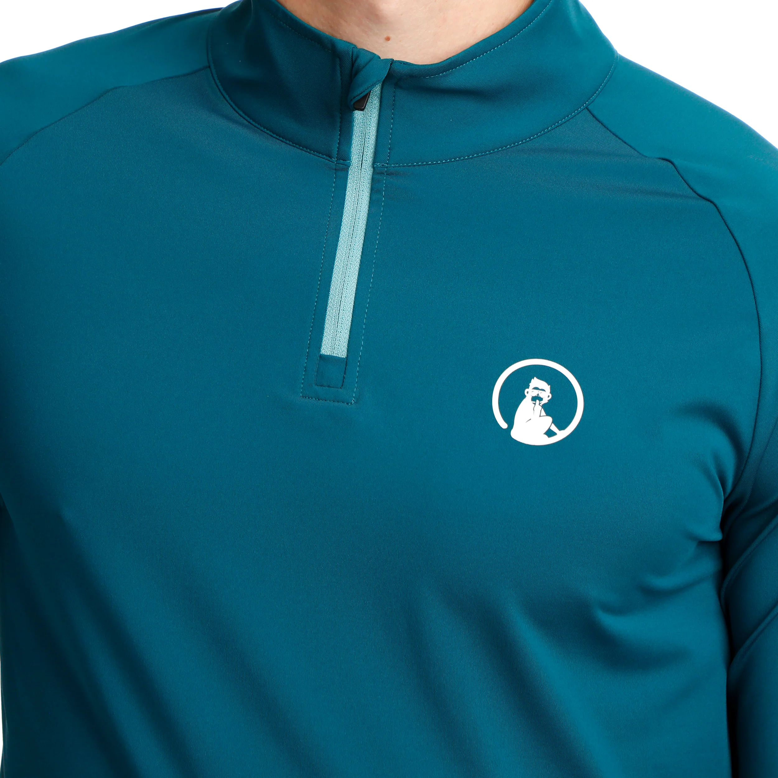 Create Big Serve 1/4 Zip Camiseta De Manga Larga Hombres-Color Petróleo,Blanco - Image 7