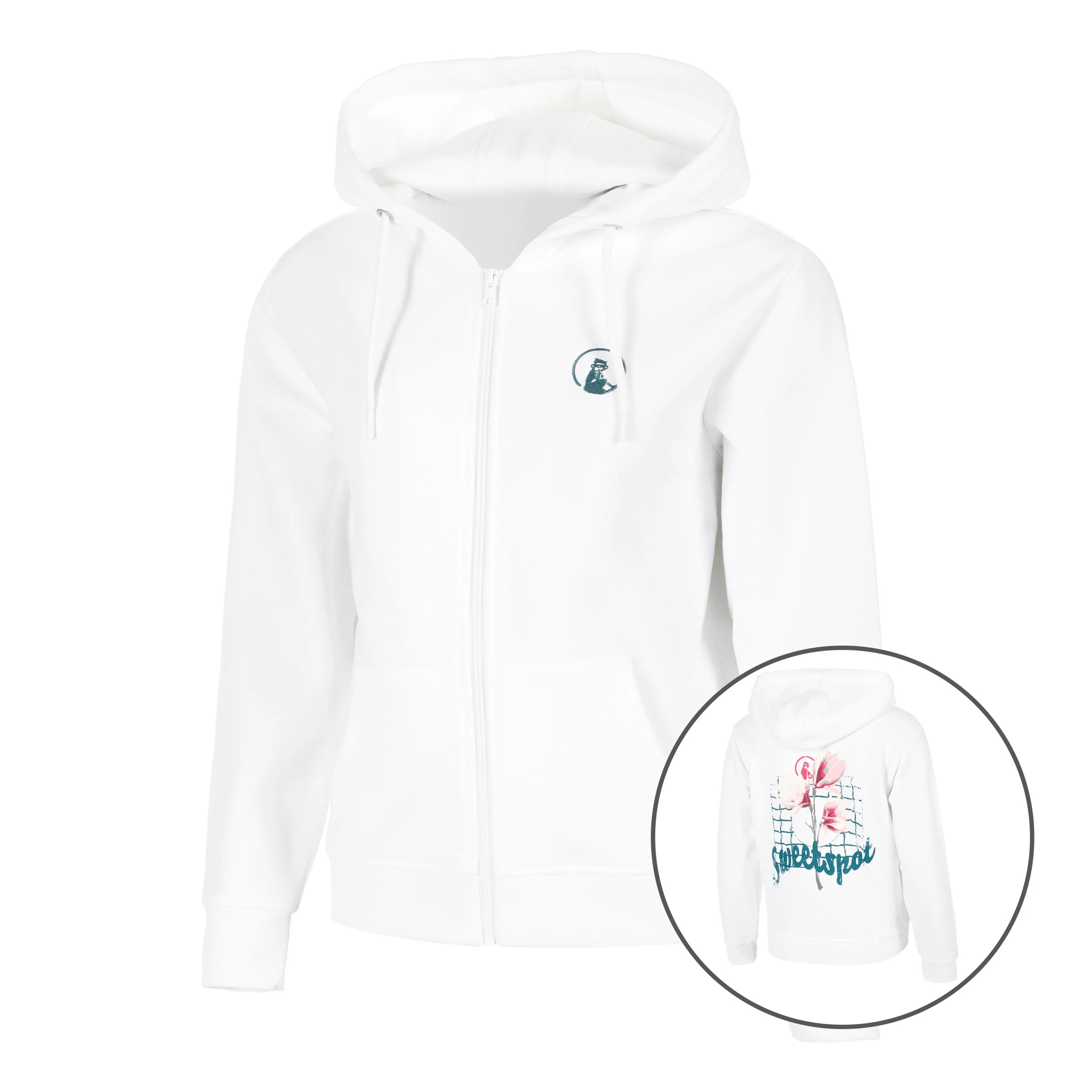 Create Flower Zip Sudadera Con Cremallera Mujeres-Blanco,Multicolor