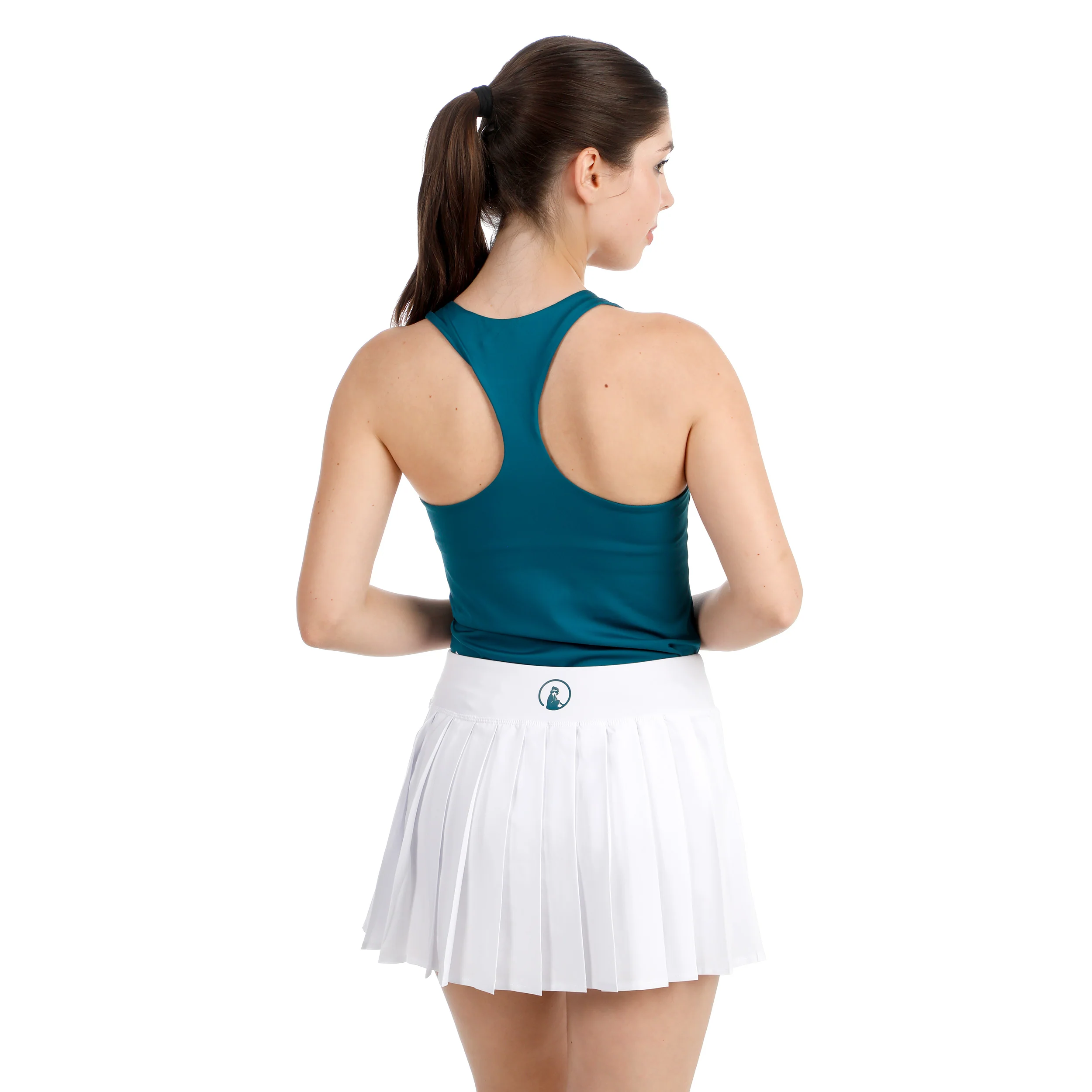 Create Love Pleated Falda Mujeres-Blanco,Color Petróleo - Image 7