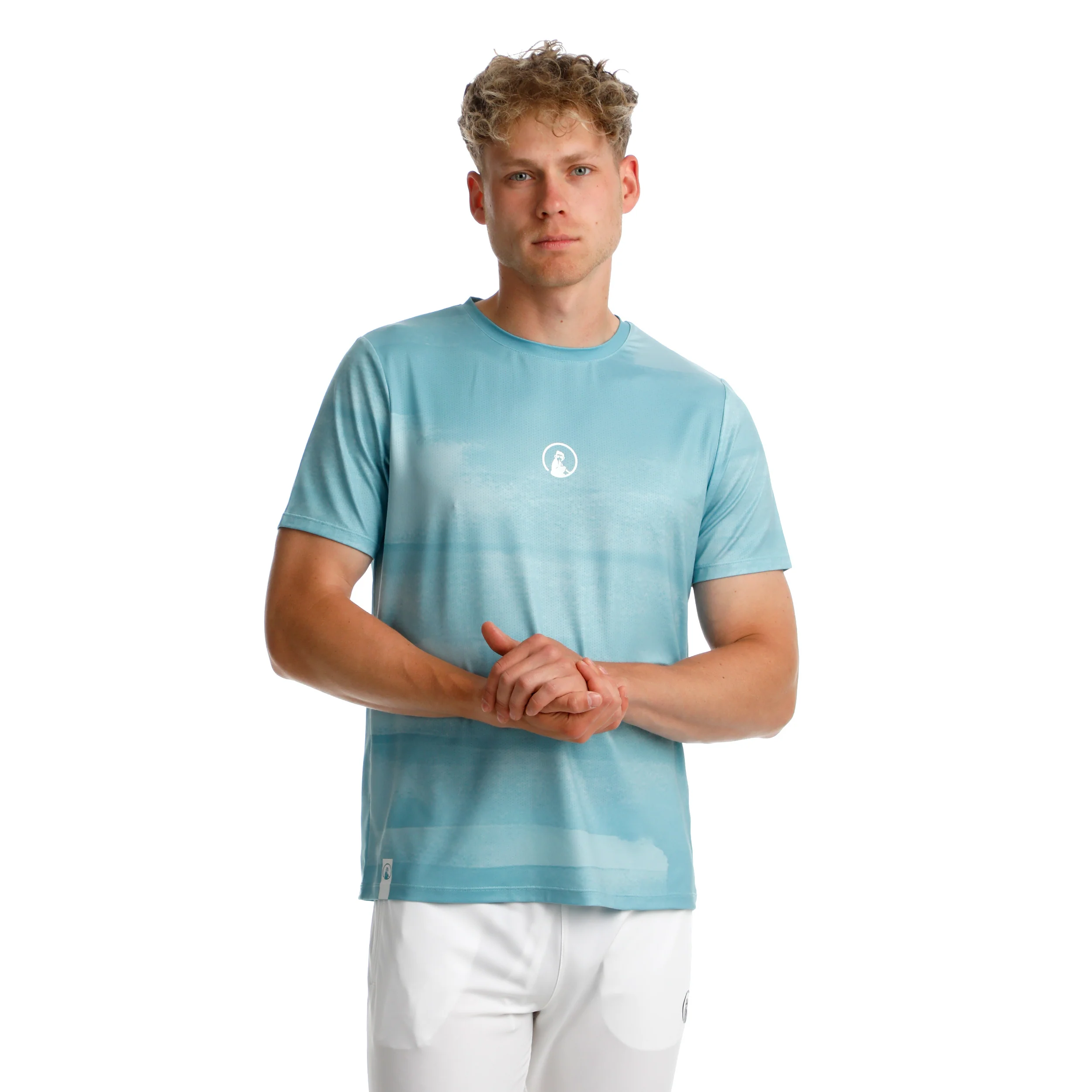 Create Receiver Wipe Camiseta De Manga Corta Hombres-Azul Claro,Blanco - Image 5
