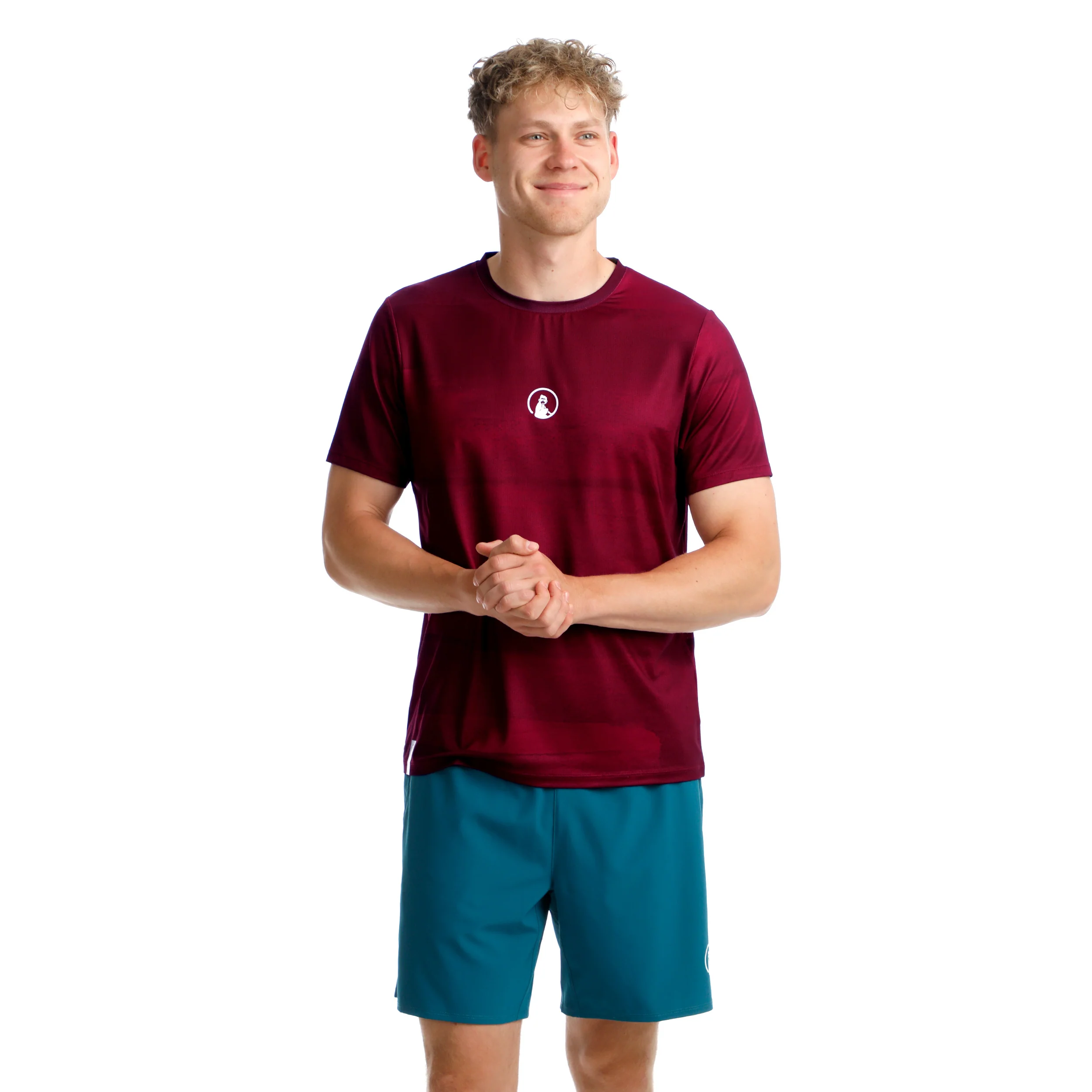 Create Receiver Wipe Camiseta De Manga Corta Hombres-Rojo Vino,Blanco - Image 5