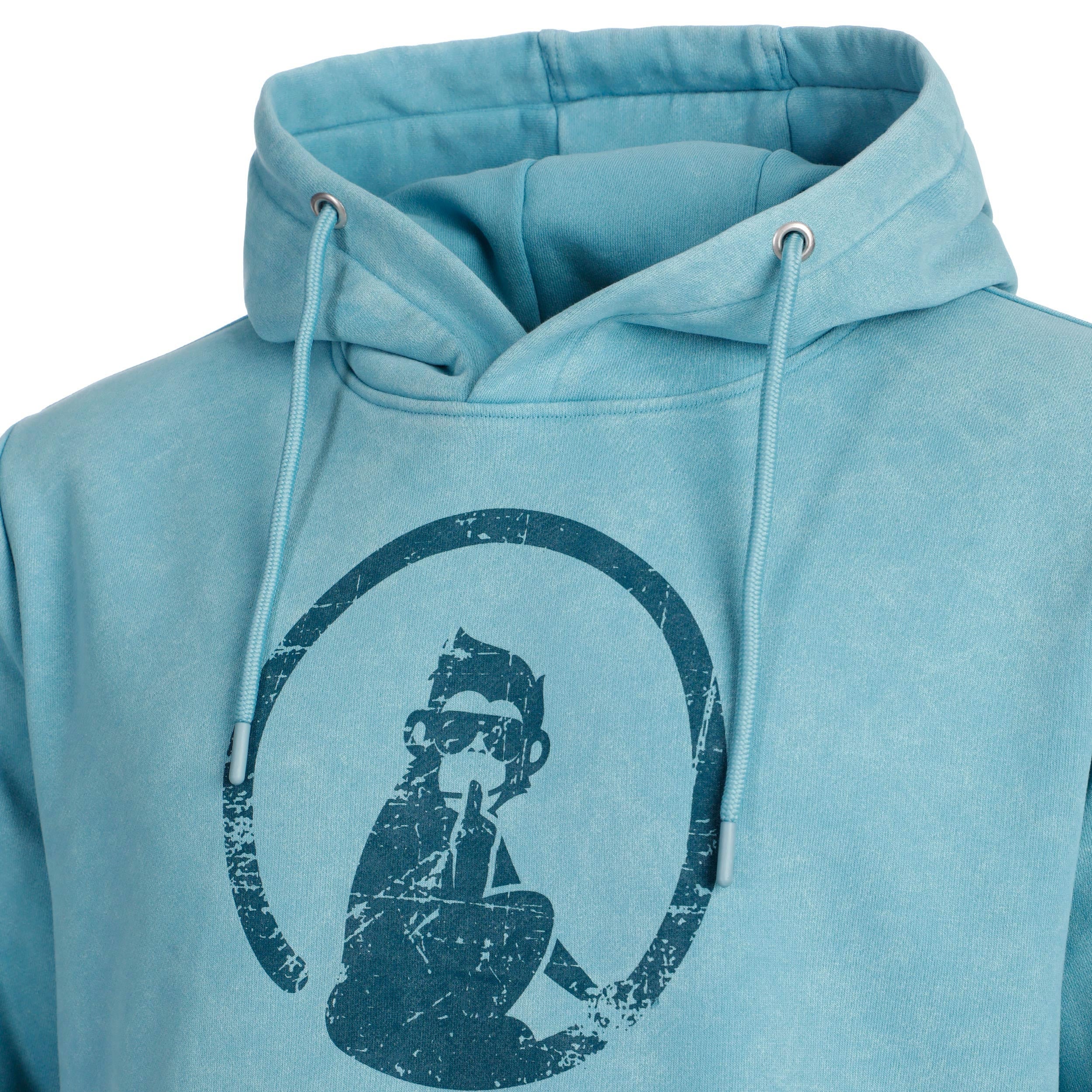 Create Washed Out Loose Fit Sudadera Con Capucha Hombres-Azul Claro,Color Petróleo - Image 3