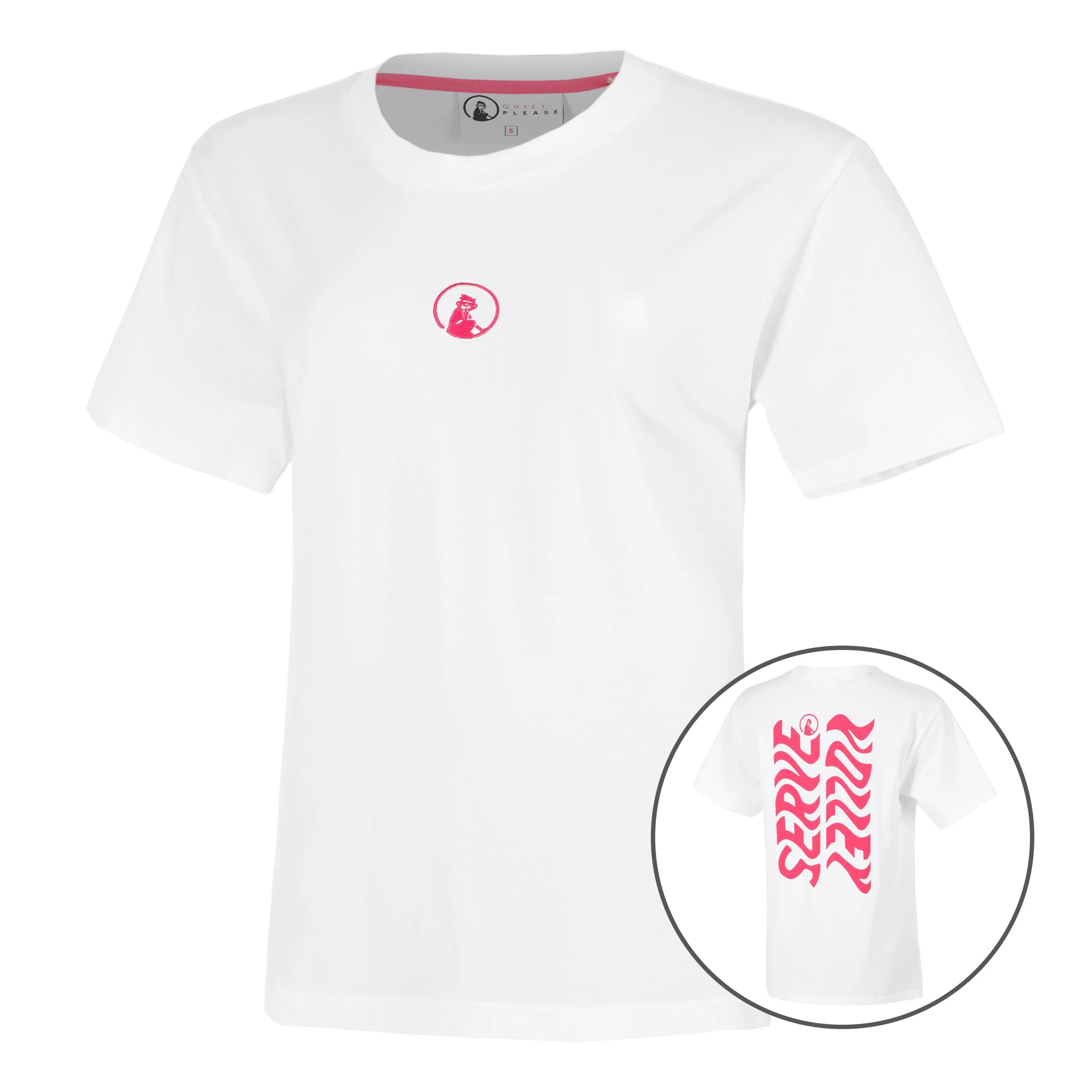 Create Wavy Boyfriend Camiseta De Manga Corta Mujeres-Blanco,Rosa