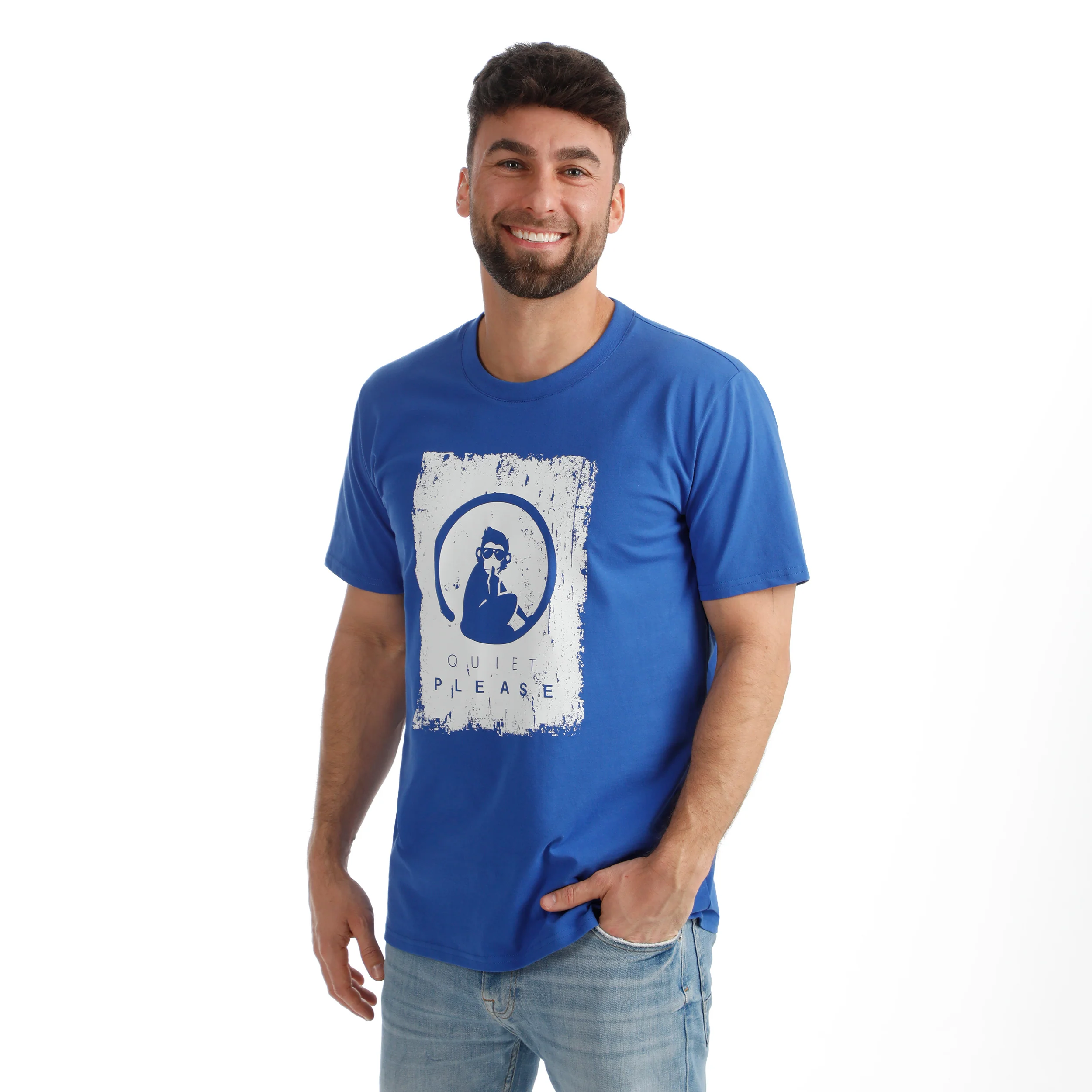 Crush Scraped Camiseta de manga corta Hombres-azul, blanco - Image 4