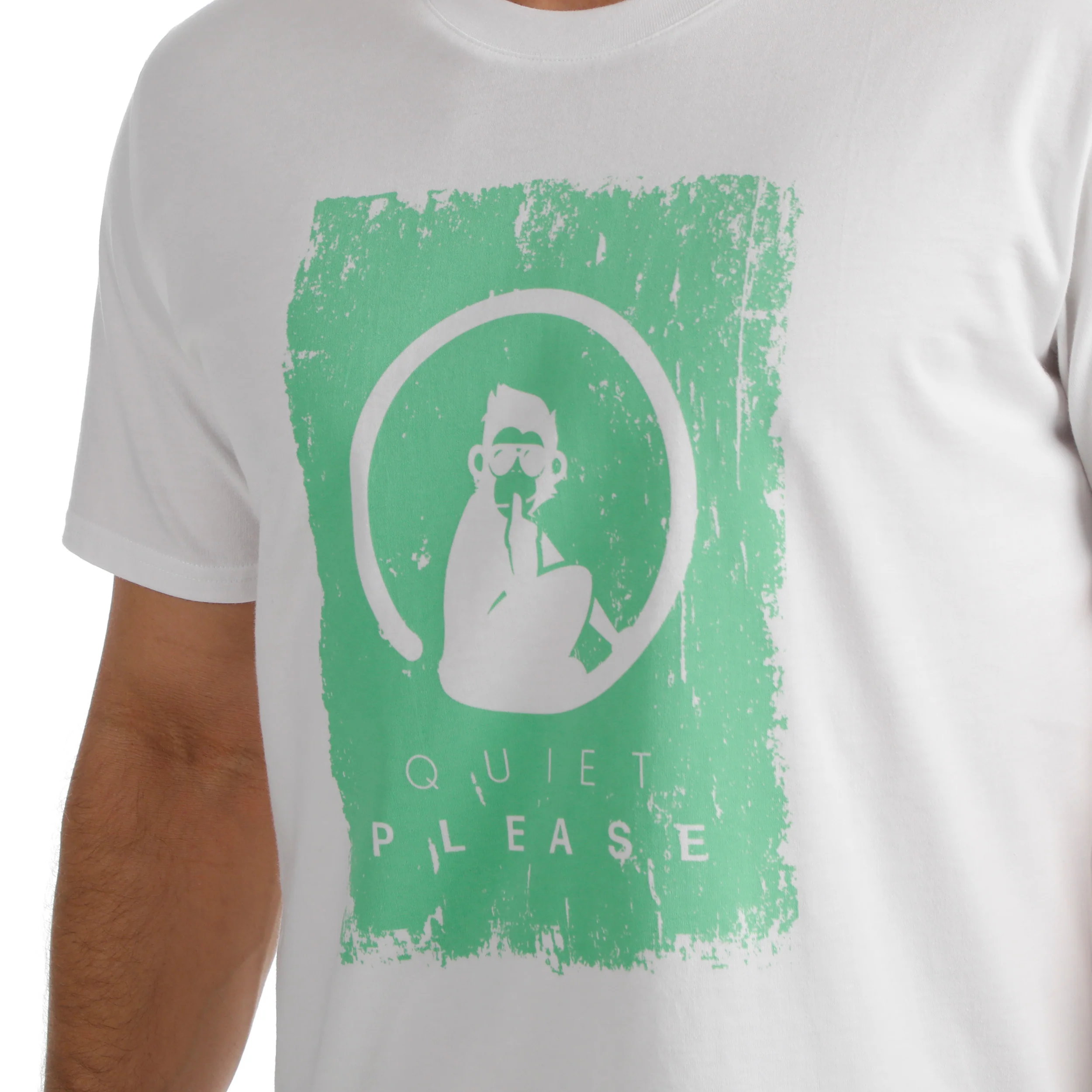 Crush Scraped Camiseta de manga corta Hombres-blanco, verde - Image 6