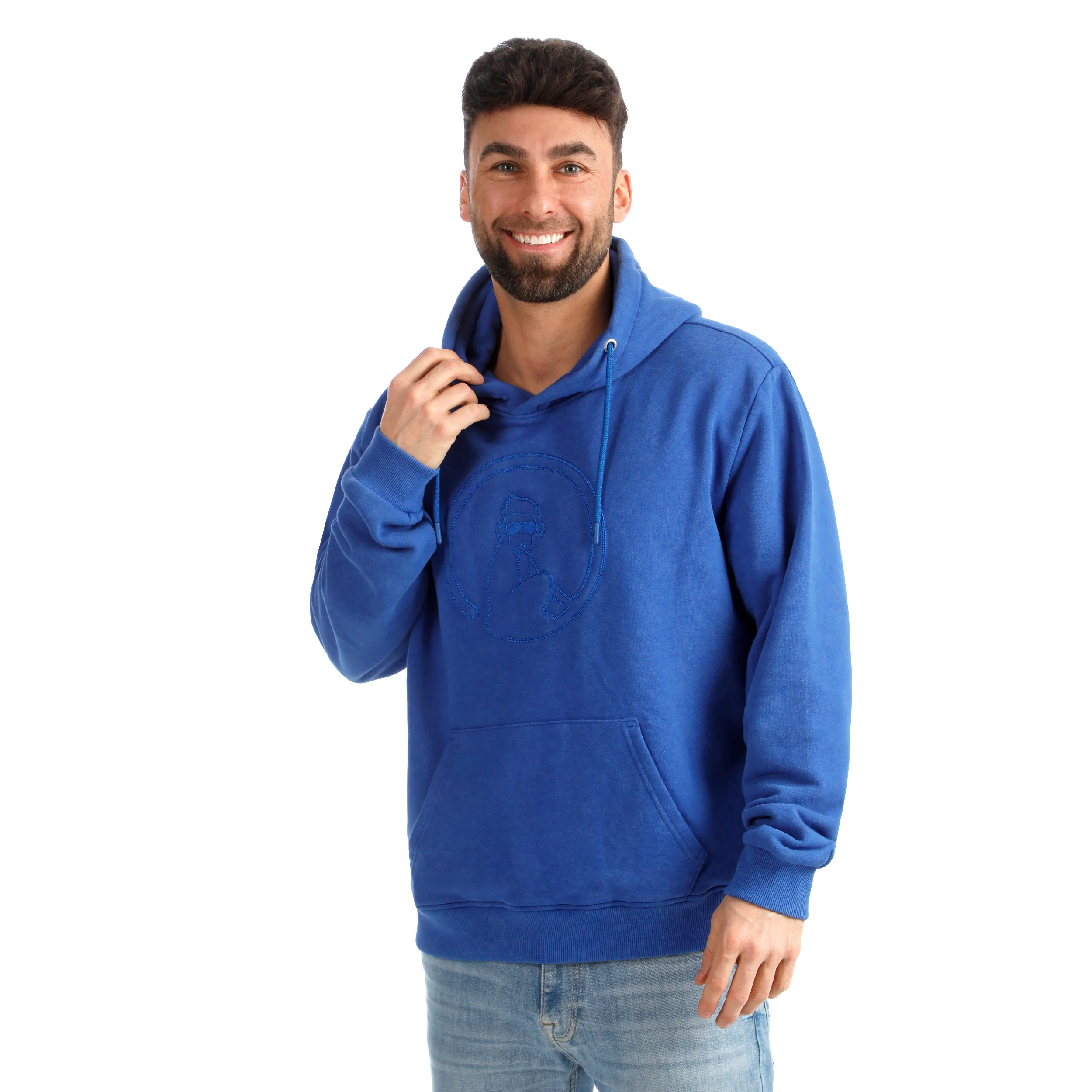 Crush Washed Out Loose Fit Sudadera con capucha Hombres-azul - Image 5