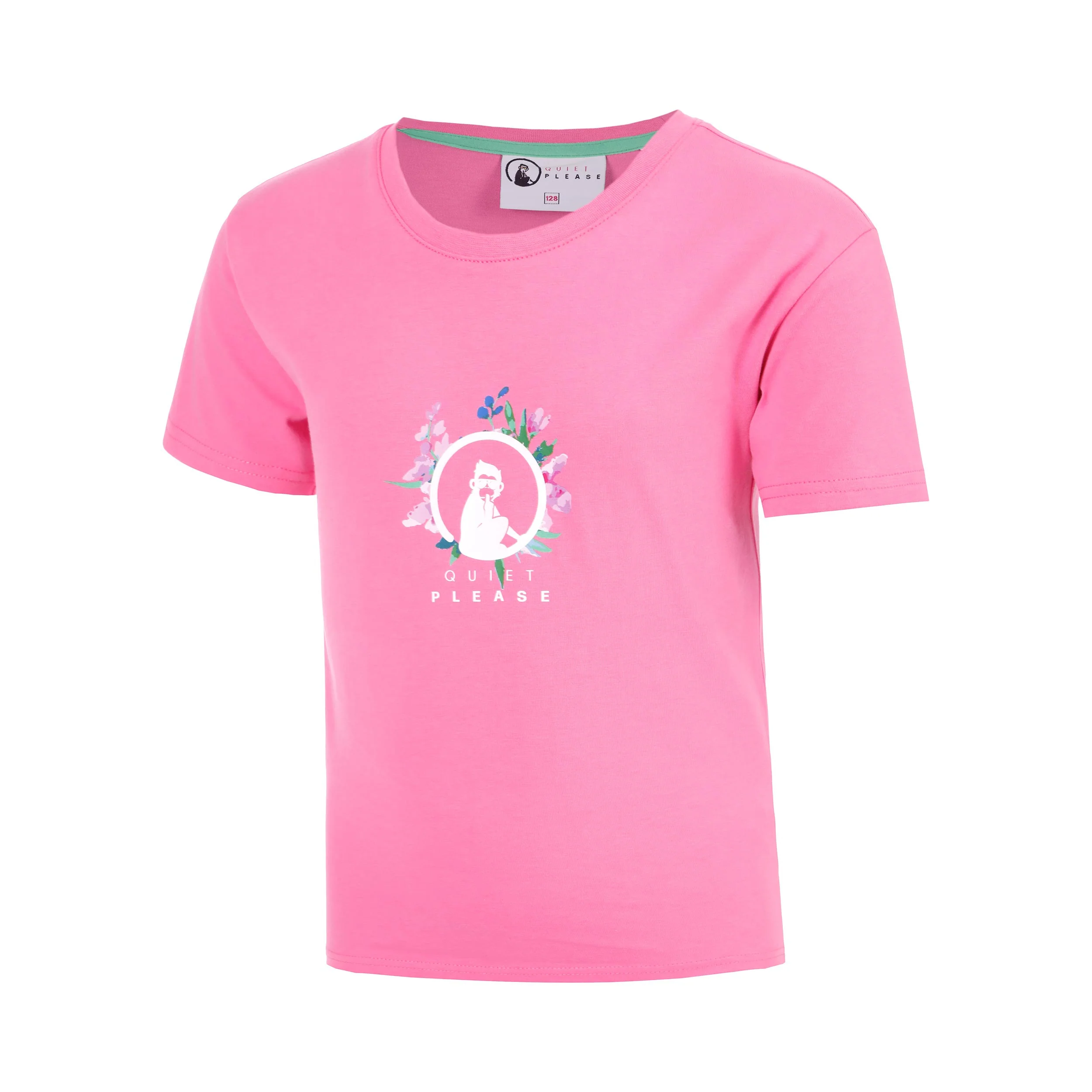 Joy Flower Logo Camiseta de manga corta Chicas-rosa, blanco