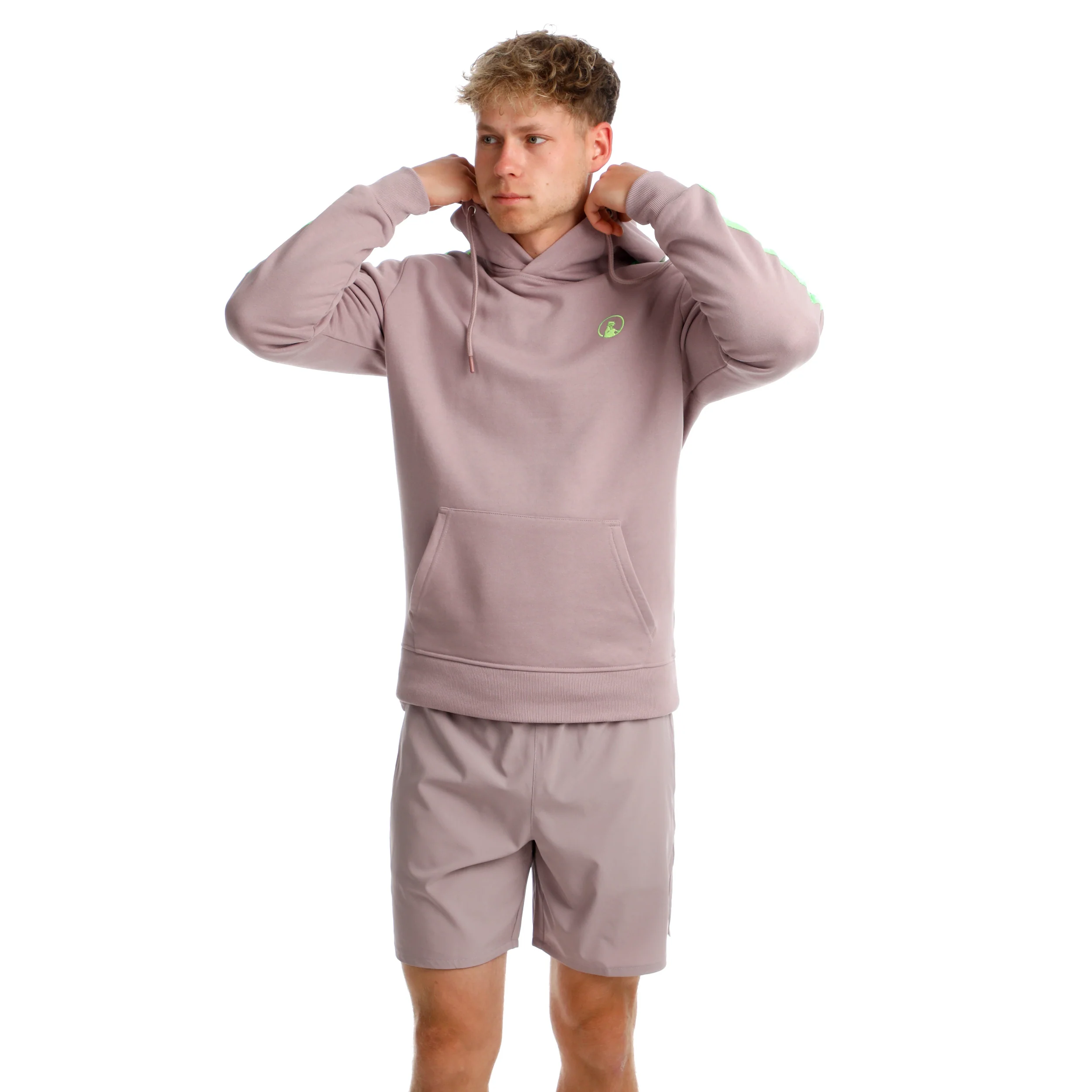 Mind Taped Sudadera Con Capucha Hombres-Lila,Verde Neón - Image 6