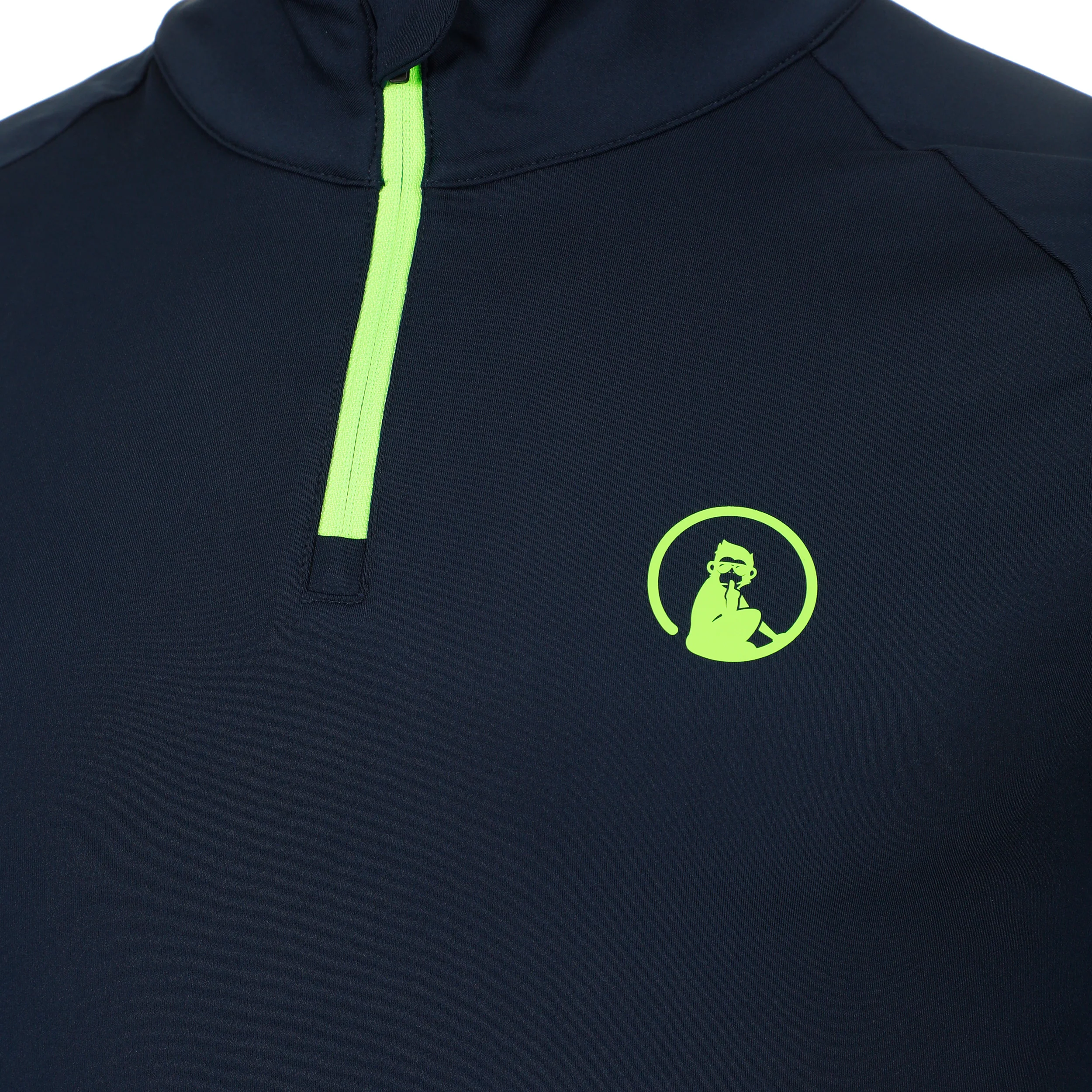 Wild Big Serve 1/4 Zip Camiseta De Manga Larga Hombres-Azul Oscuro,Verde Neón - Image 3