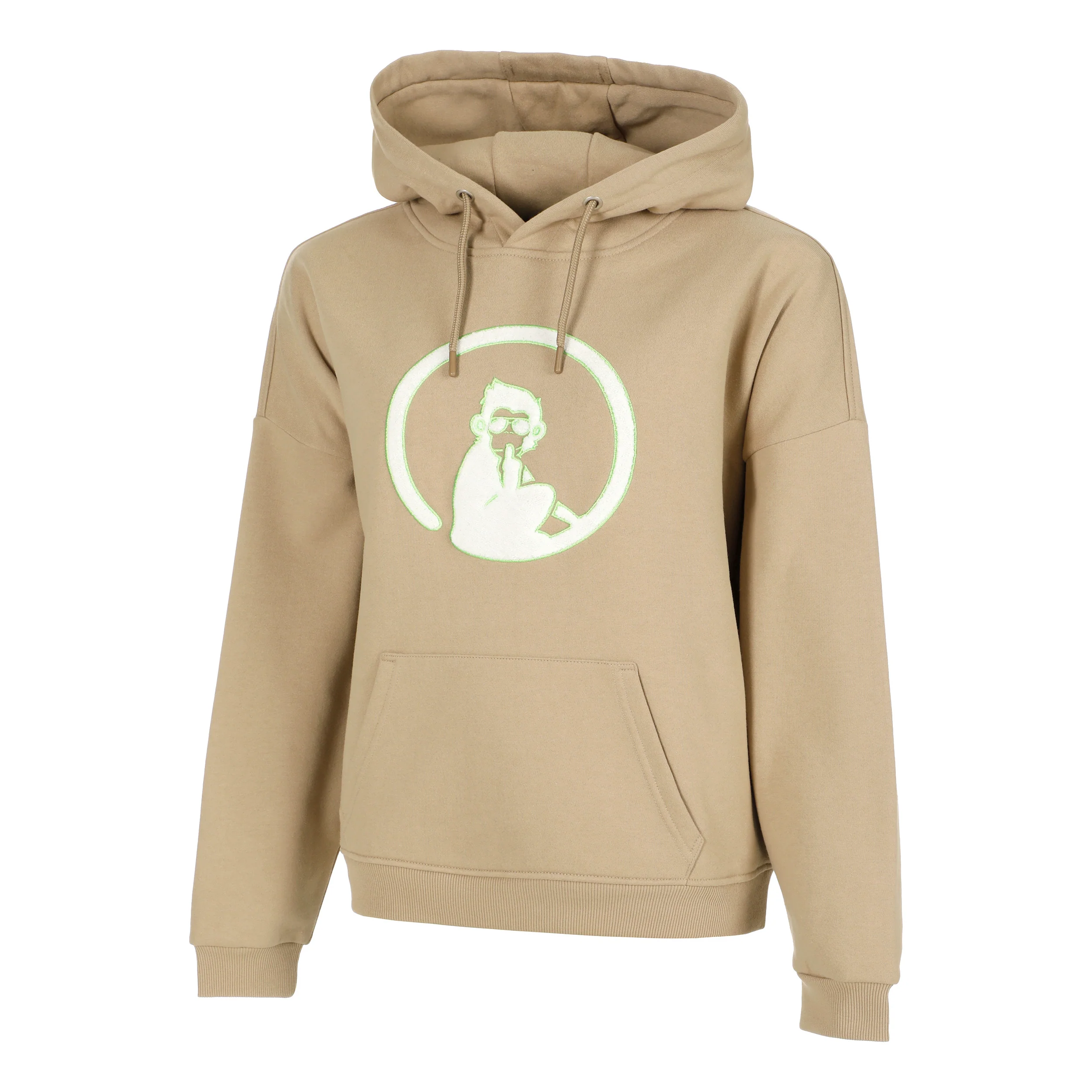 Wild Oversize Embroided Sudadera Con Capucha Mujeres-Beige,Verde Neón