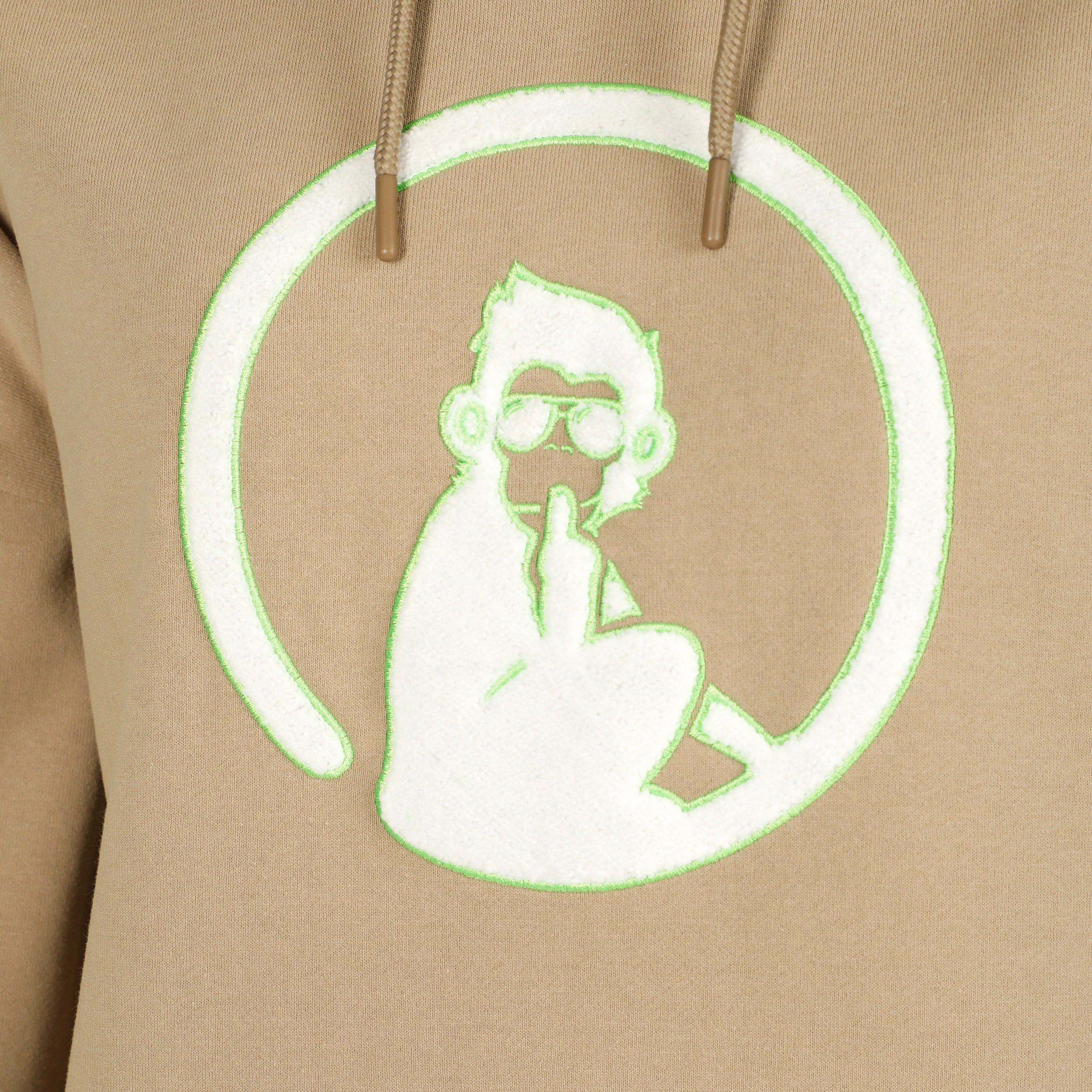 Wild Oversize Embroided Sudadera Con Capucha Mujeres-Beige,Verde Neón - Image 3