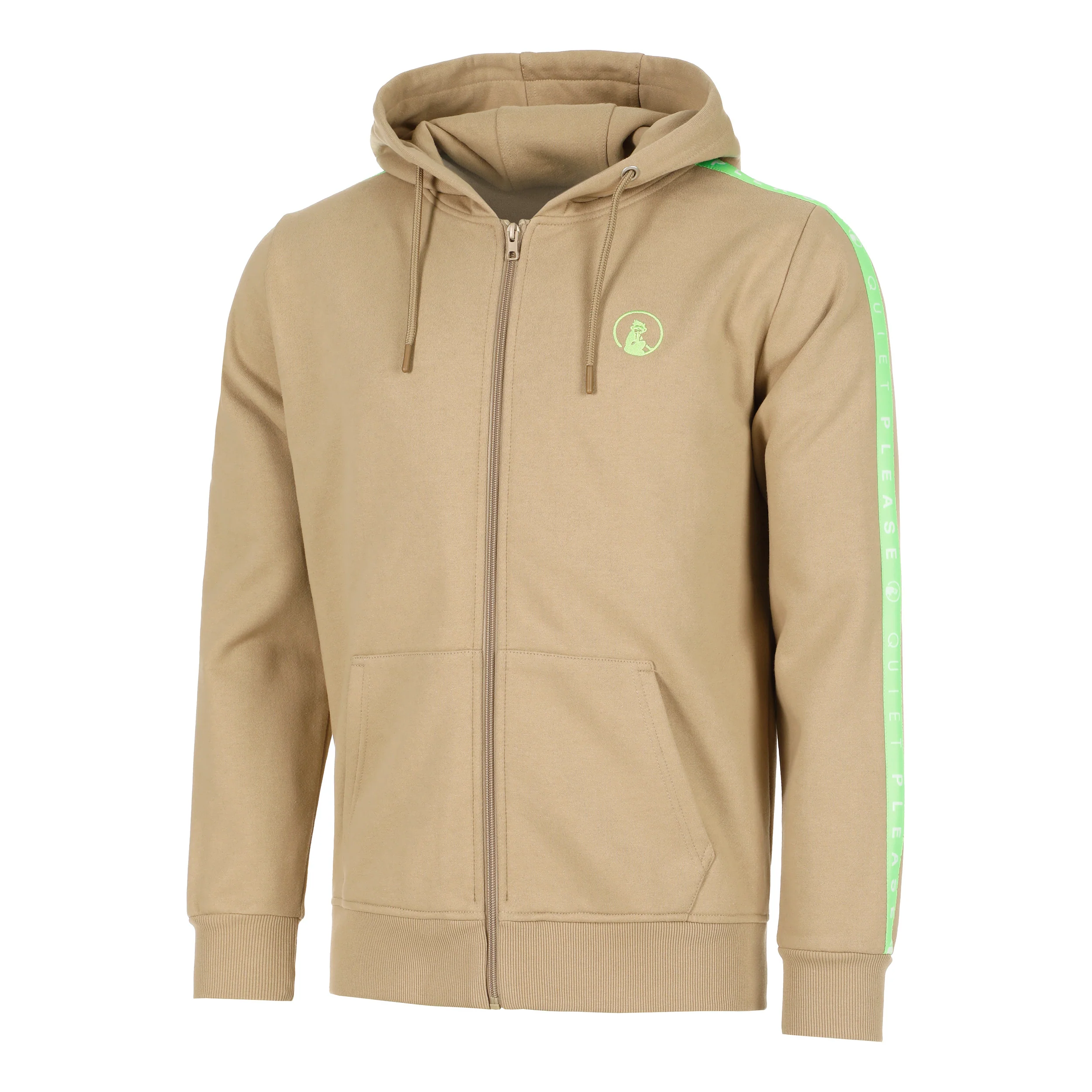 Wild Taped Zip Sudadera Con Cremallera Hombres-Beige,Verde Neón
