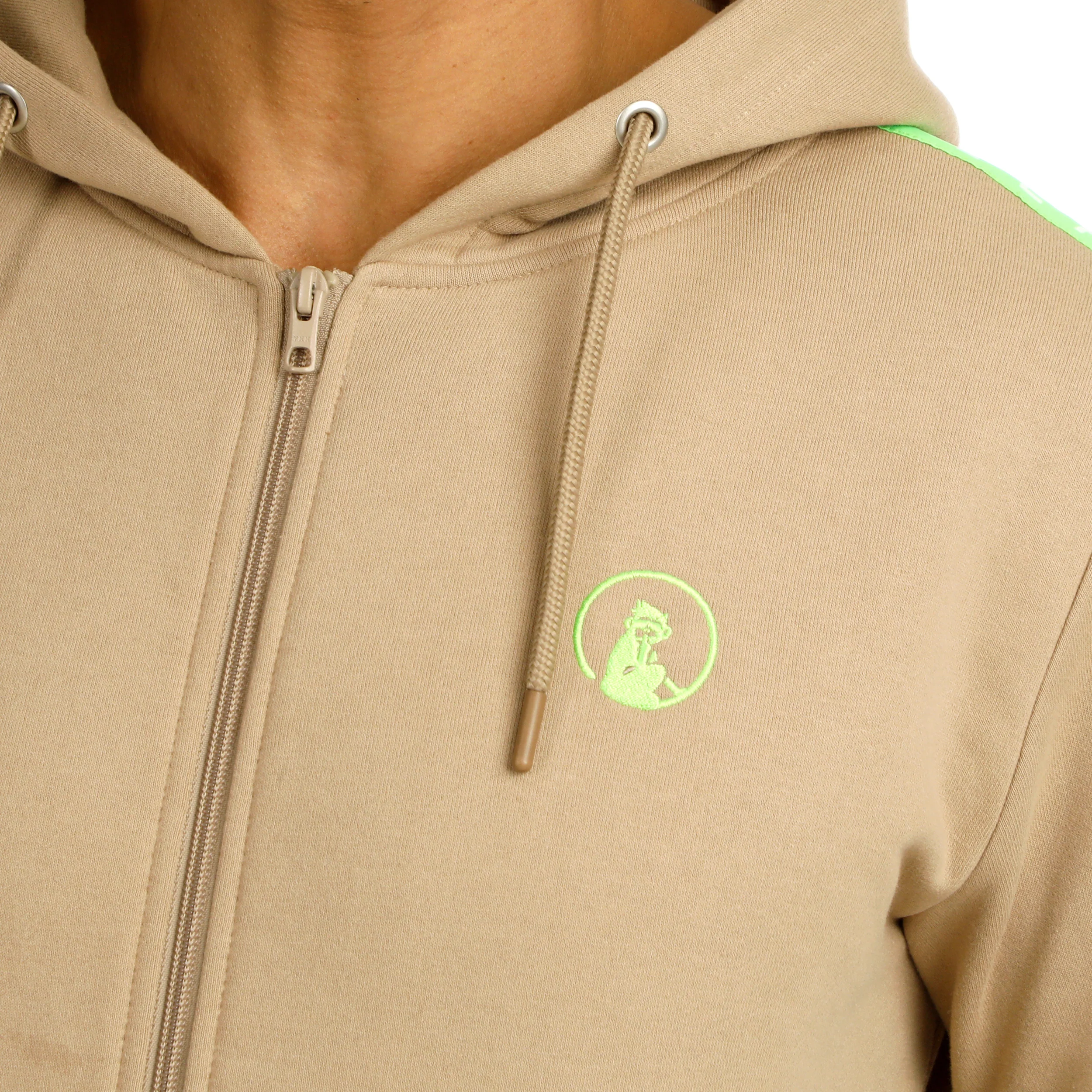 Wild Taped Zip Sudadera Con Cremallera Hombres-Beige,Verde Neón - Image 8