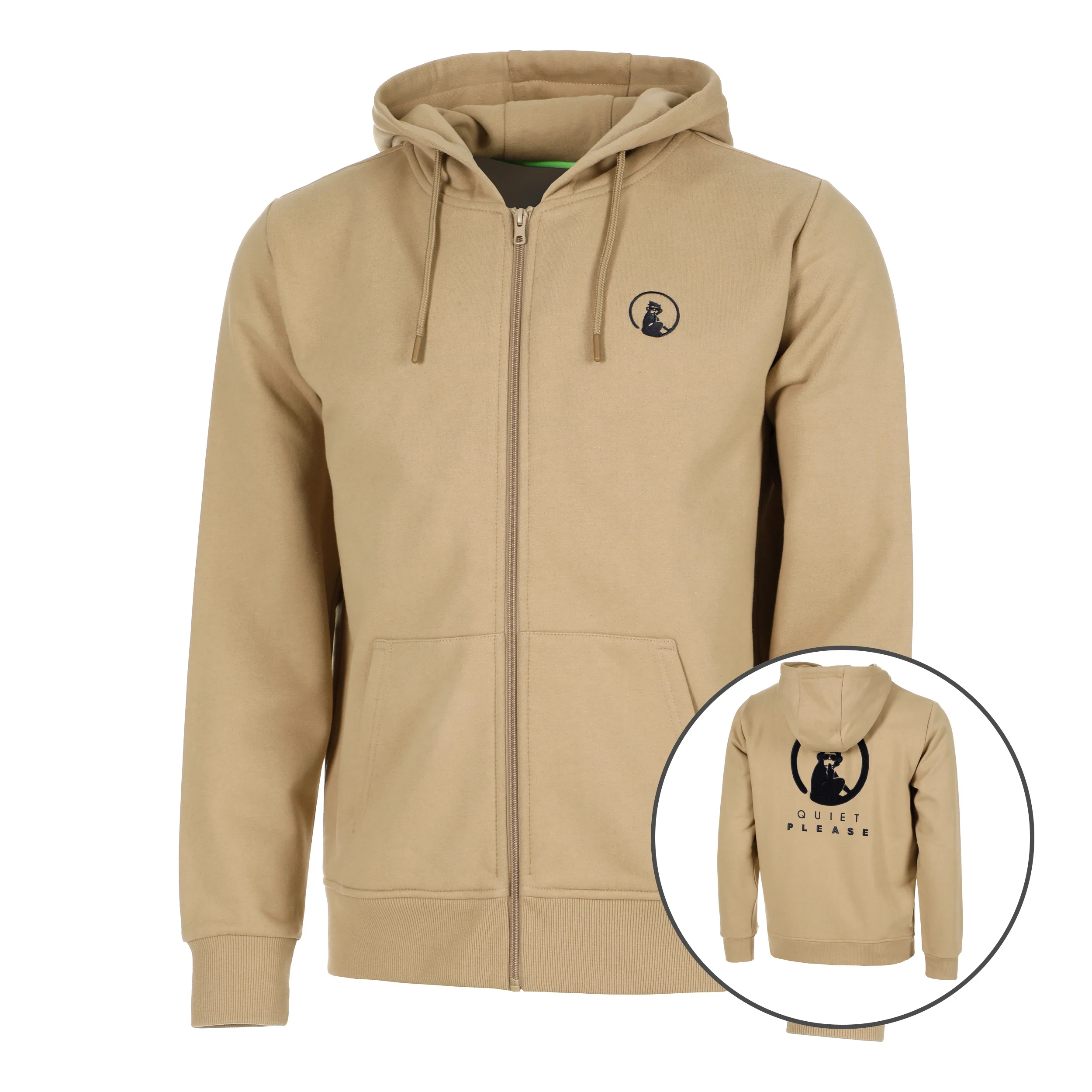Wild Tonal Zip Sudadera Con Cremallera Hombres-Beige