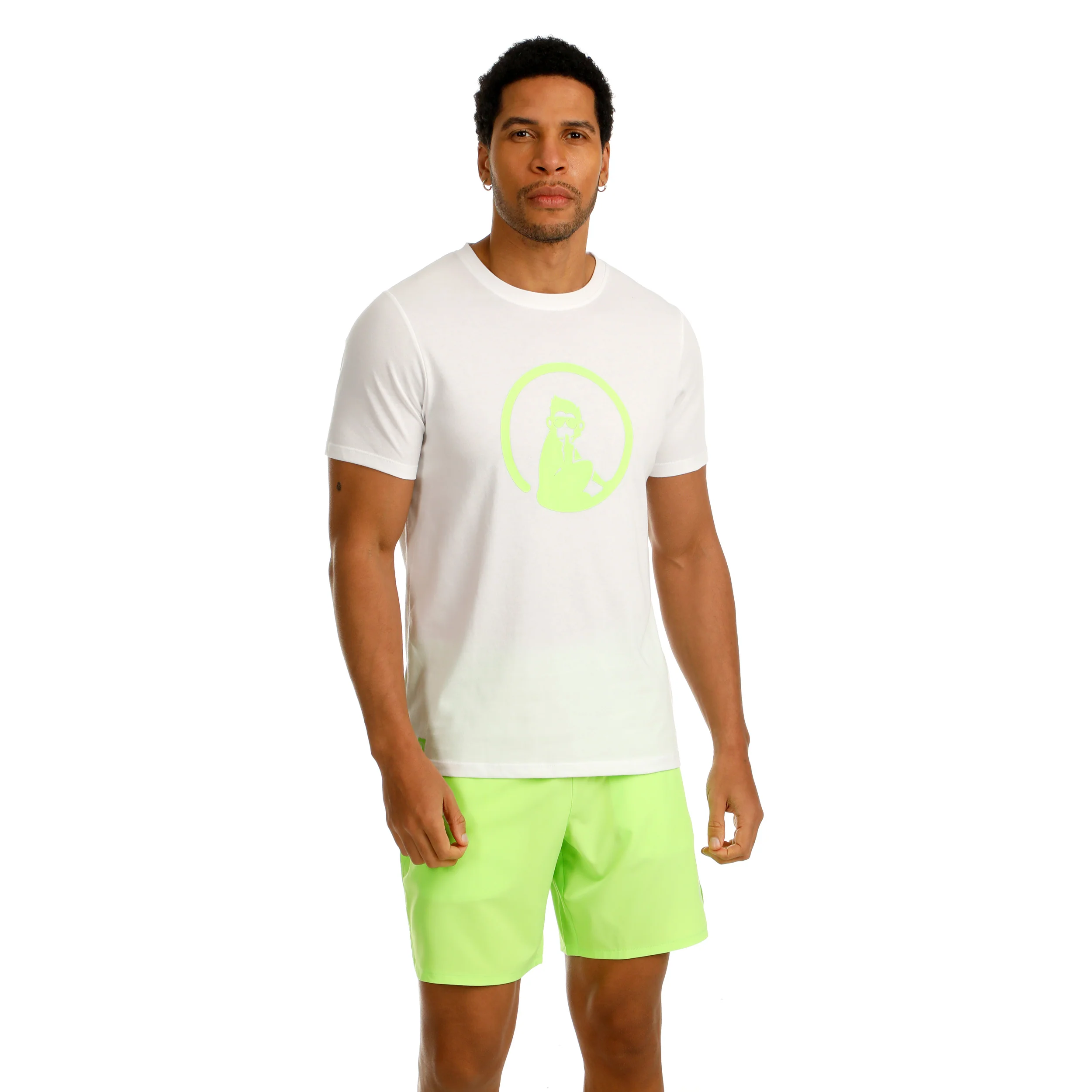 Wild Trainings Camiseta De Manga Corta Hombres-Blanco,Verde Neón - Image 5