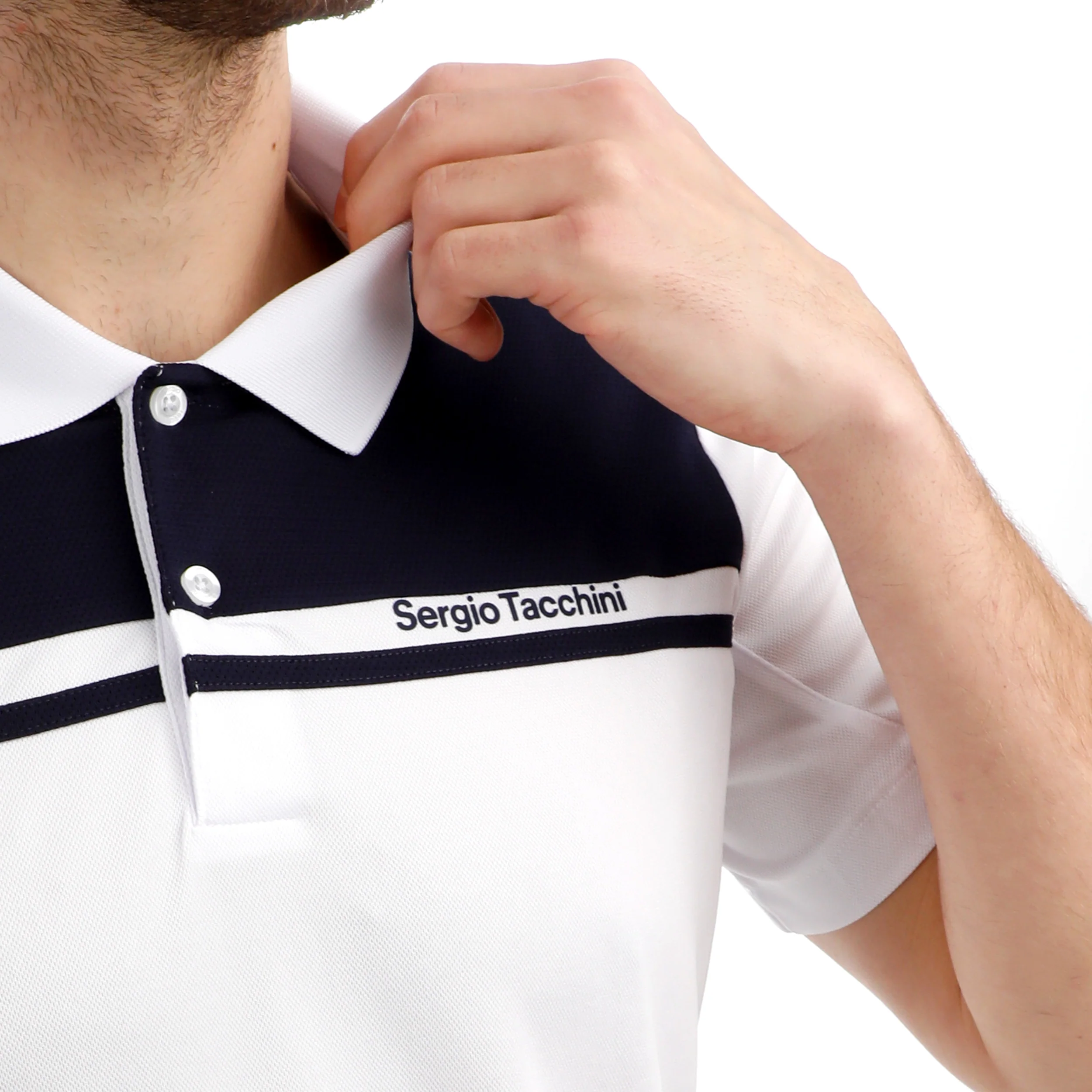Riflesso Polo Hombres - blanco, azul oscuro - Image 7