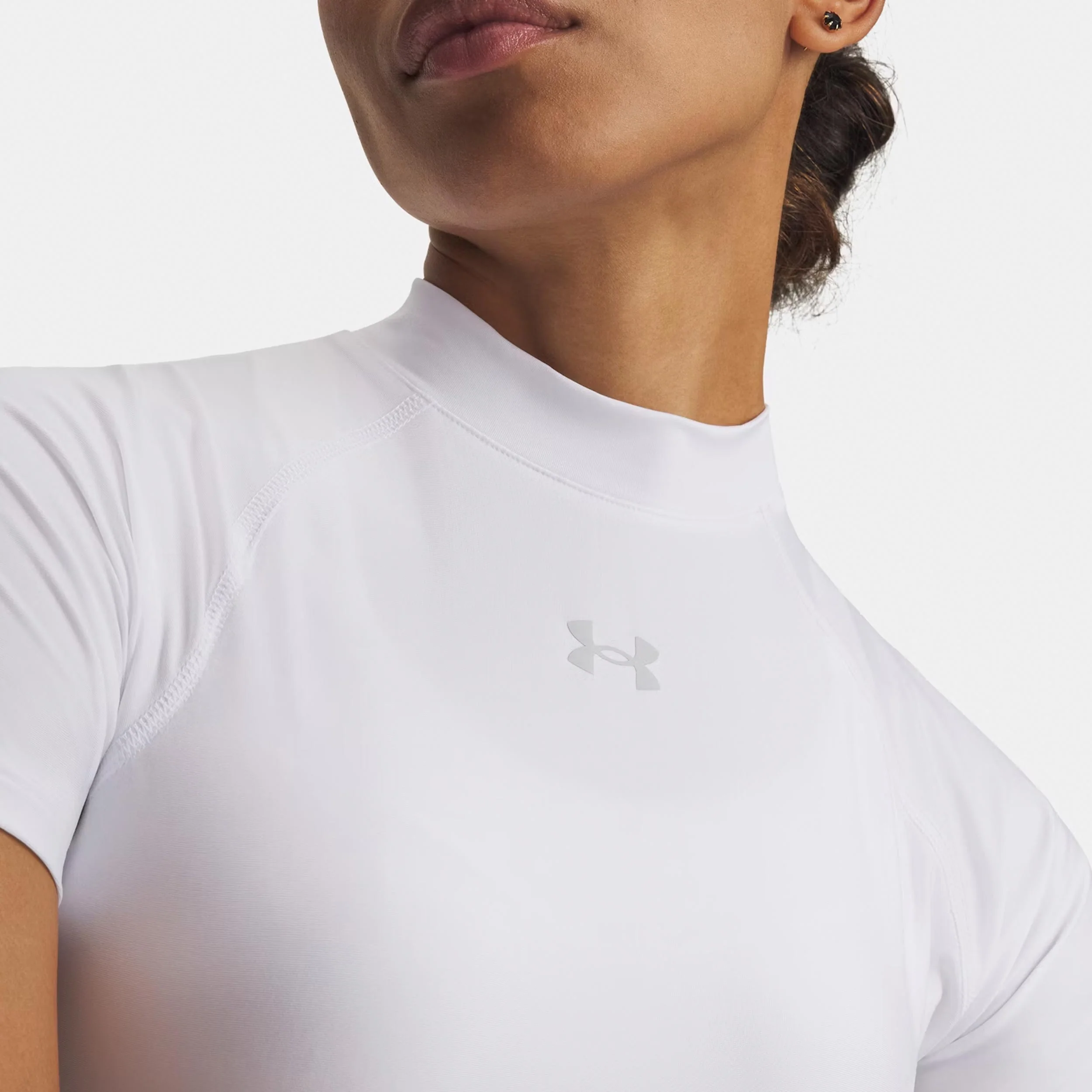 HeatGear Crop Camiseta de manga corta Mujeres-blanco, gris - Image 3