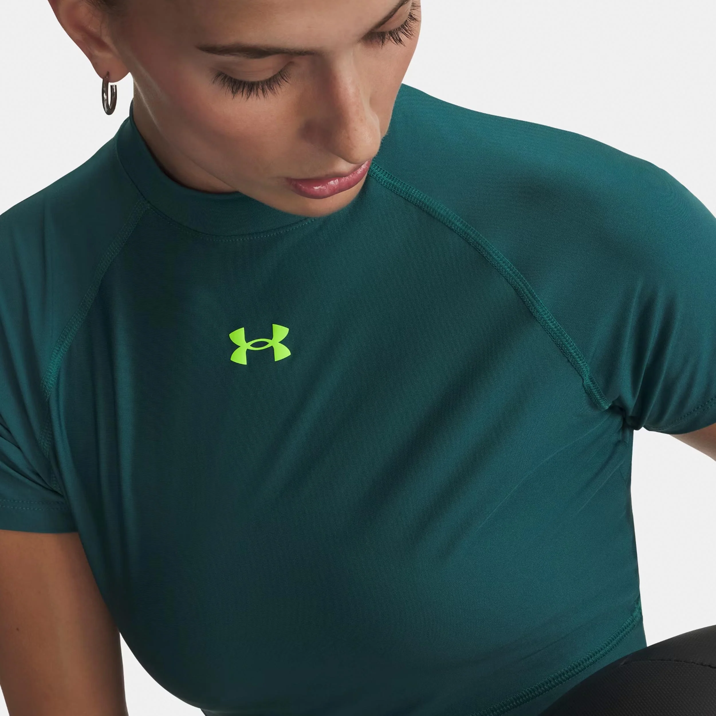 HeatGear Crop Camiseta de manga corta Mujeres-verde, verde - Image 3