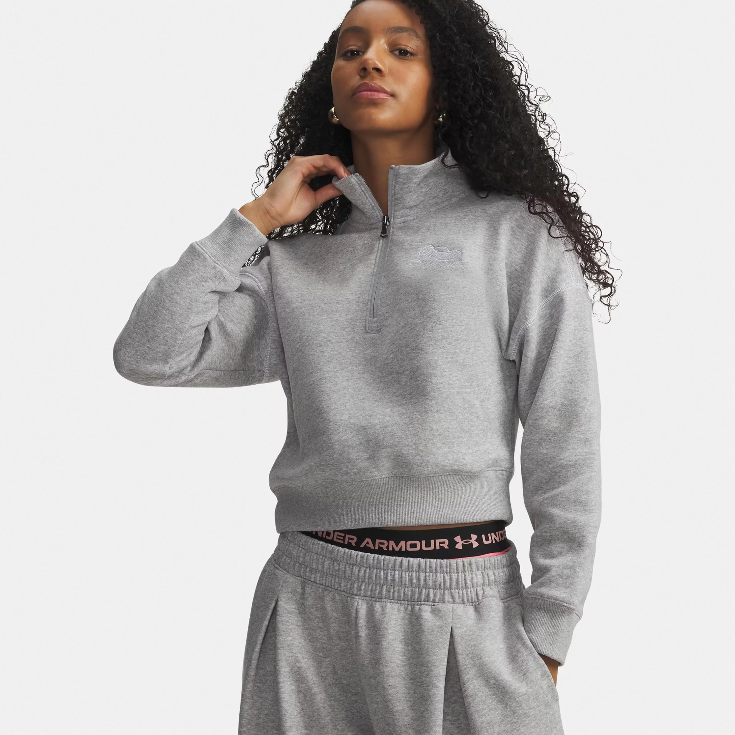 Rival Fleece Script Halfzip Sudadera Mujeres - gris, blanco