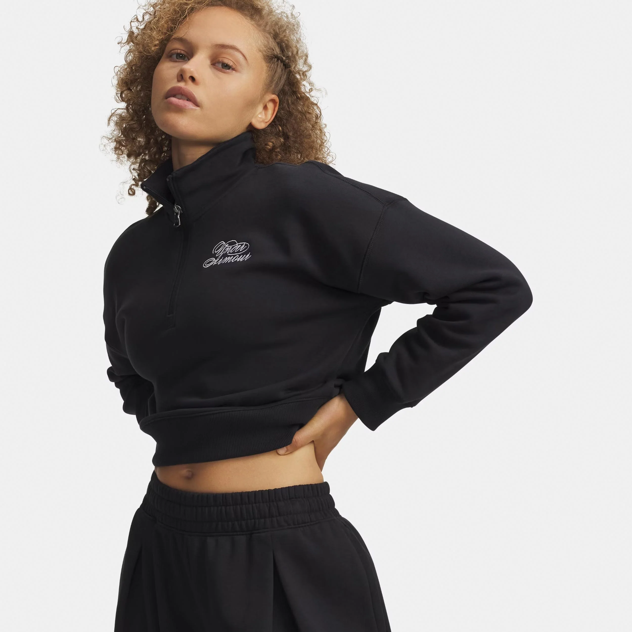 Rival Fleece Script Halfzip Sudadera Mujeres - negro, blanco