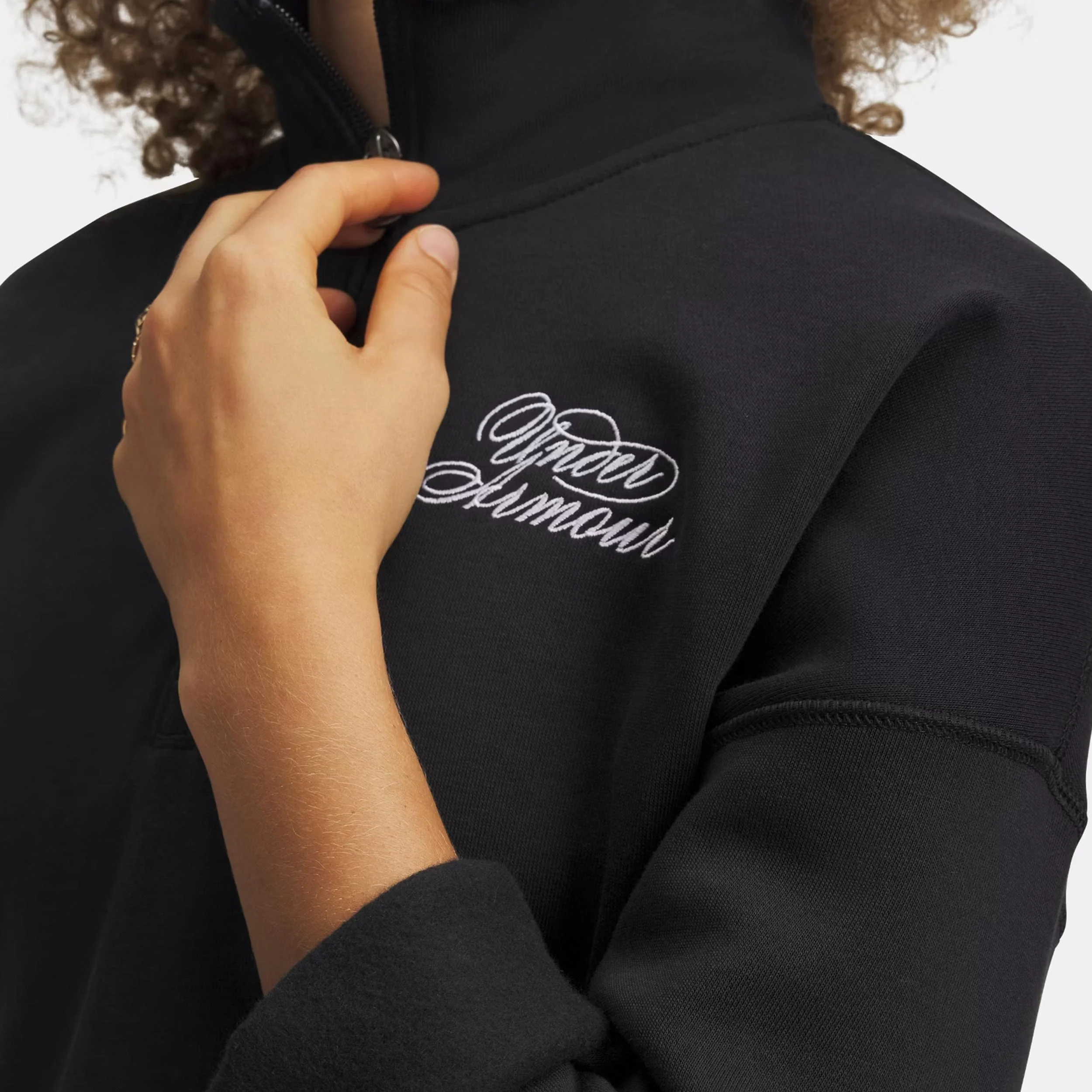 Rival Fleece Script Halfzip Sudadera Mujeres - negro, blanco - Image 3