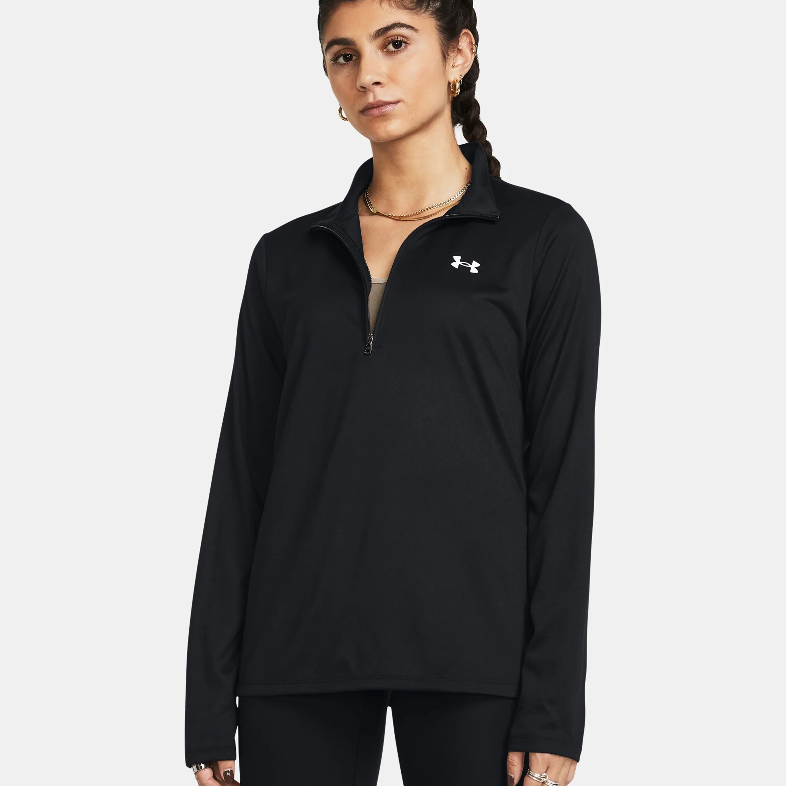 Tech 1/2 Zip Camiseta De Manga Larga Mujeres-Negro - Image 3