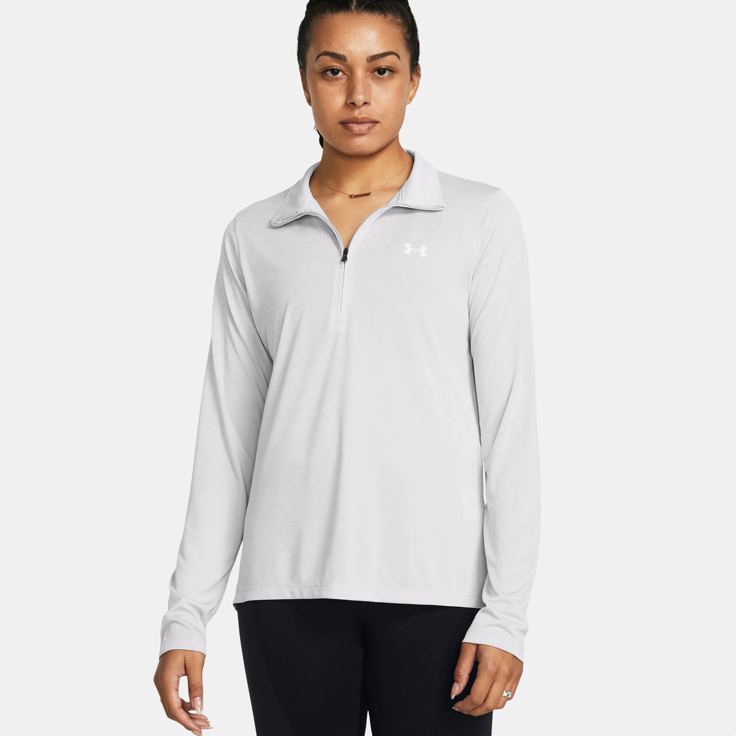 Tech Half-Zip Twist Camiseta De Manga Larga Mujeres-Gris - Image 3