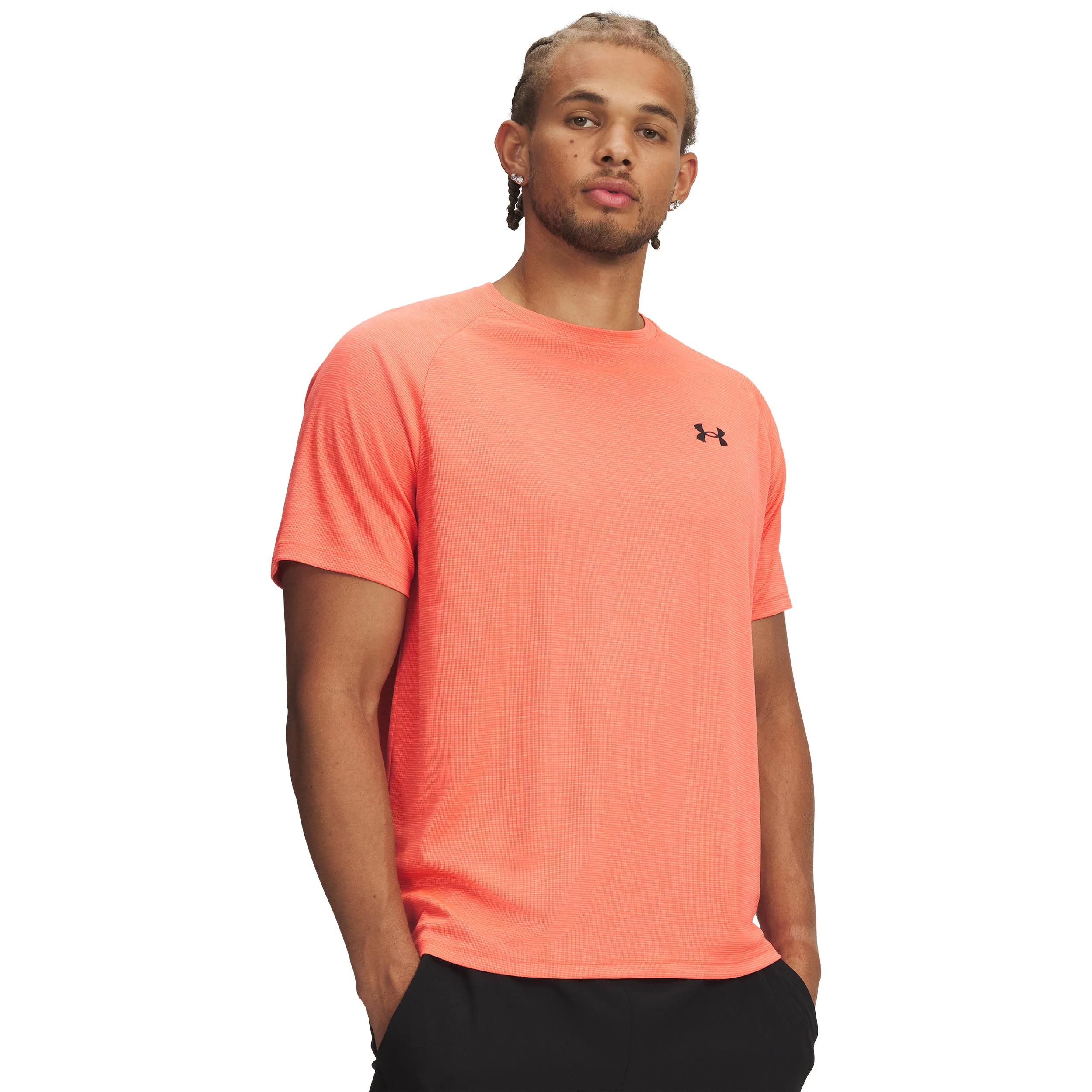 Tech Textured Camiseta de manga corta Hombres-rojo, negro